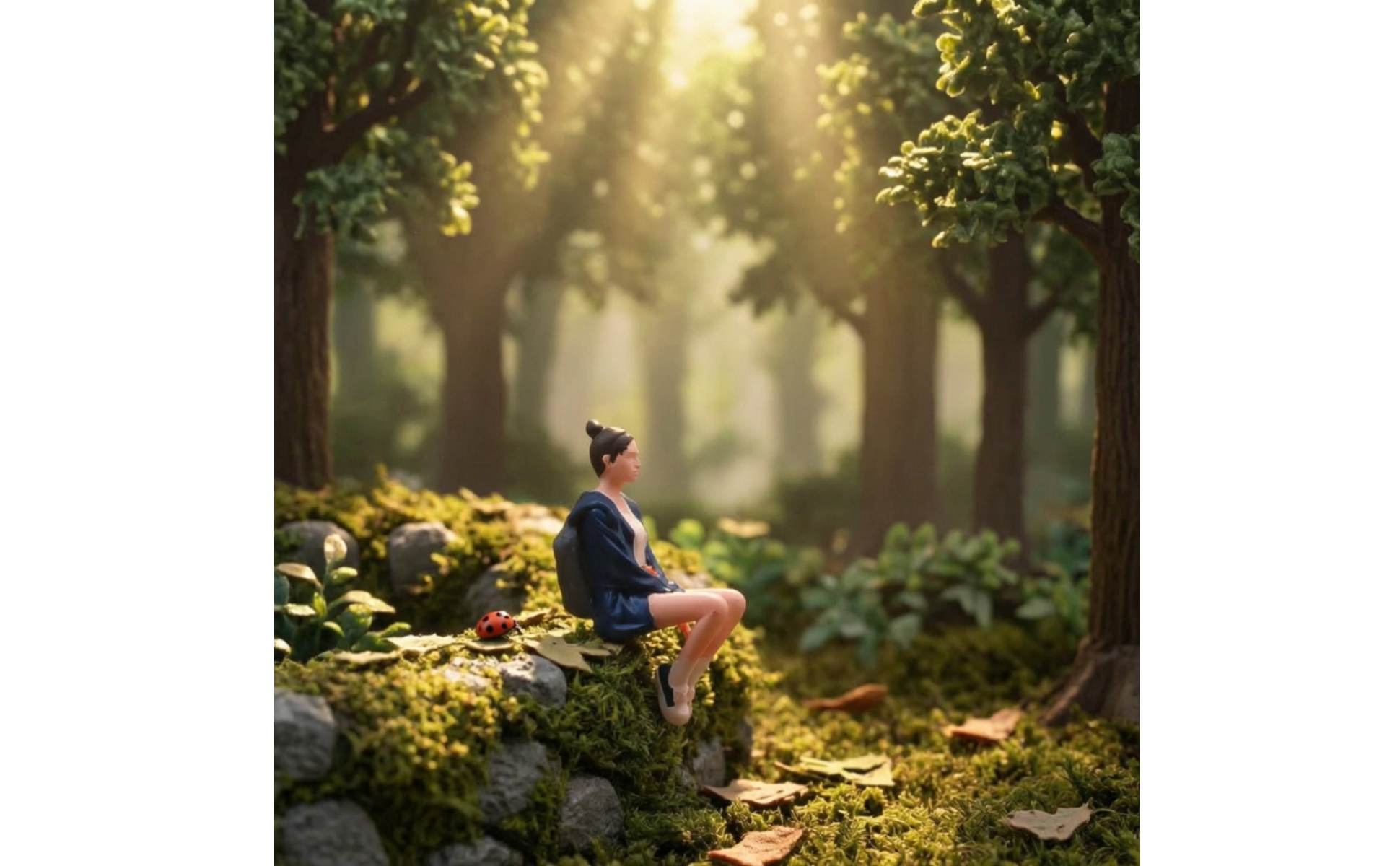 Seated Girl Figure Sitting Pose Diorama Model Figure Hand-Painted for Collectors