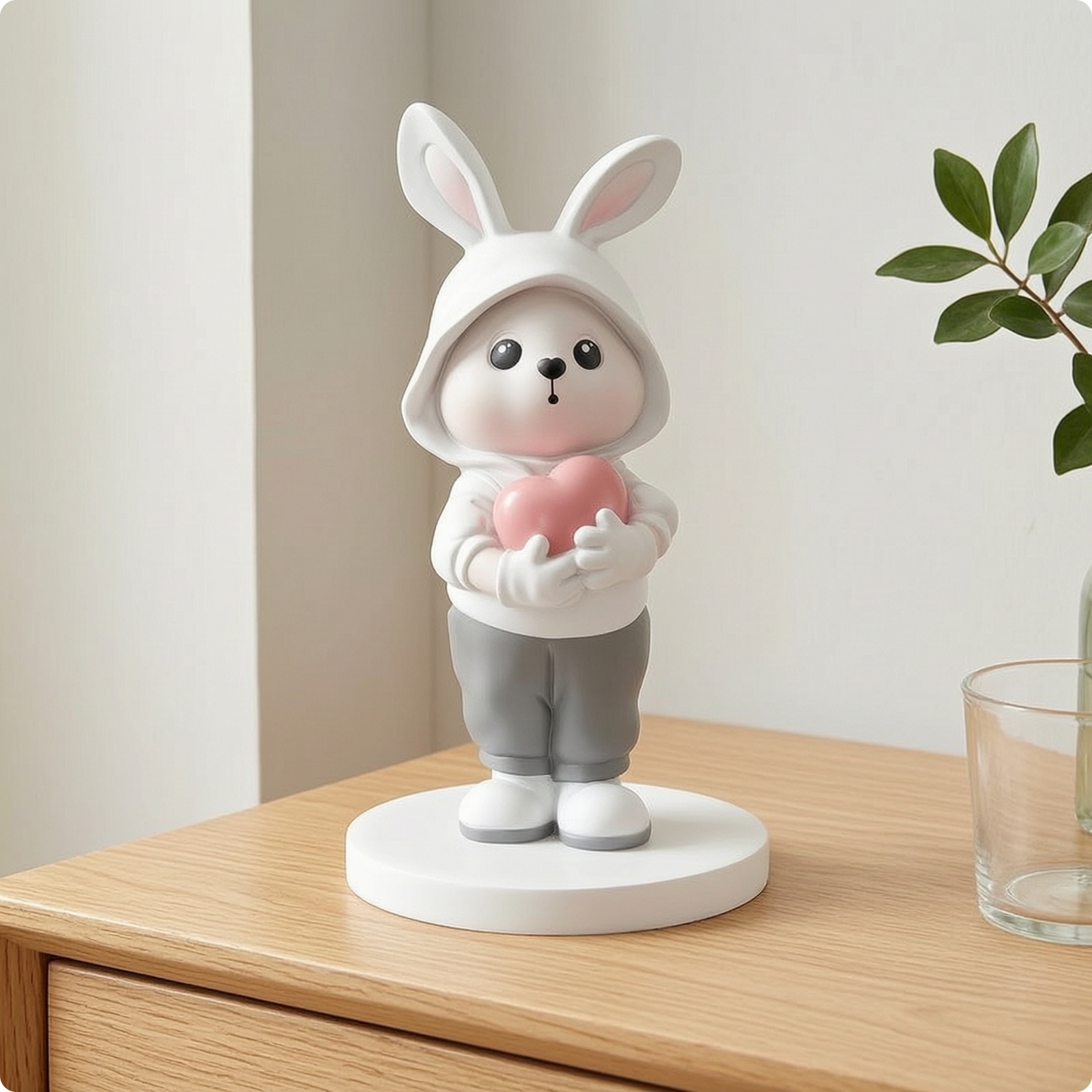 Hasenfigur Stilvoll Hase mit Herz Ästhetisch für Flur, Schreibtisch