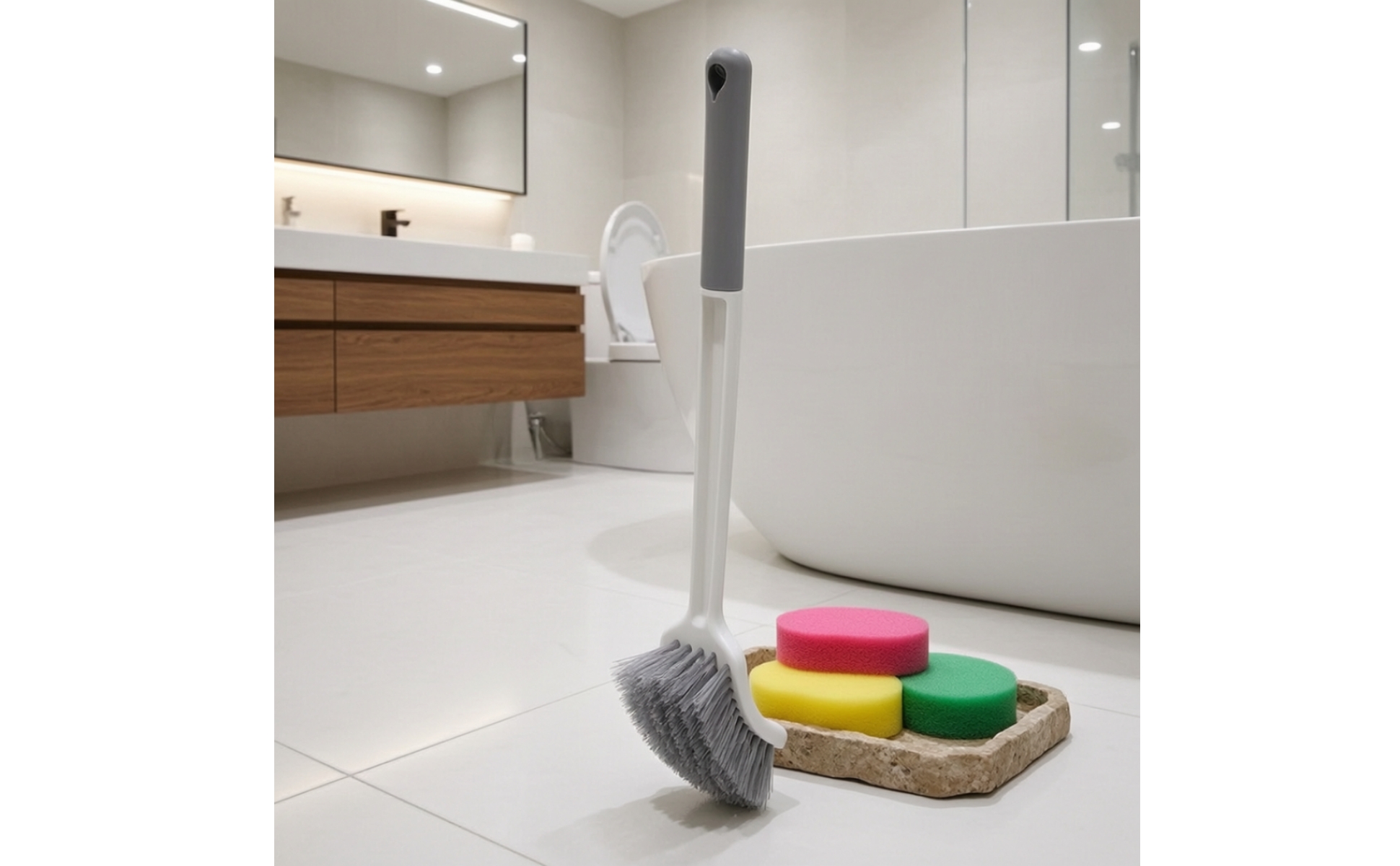 Toilet Brush with Sponge Head Curved Toilet Cleaning Brush Long-Handled