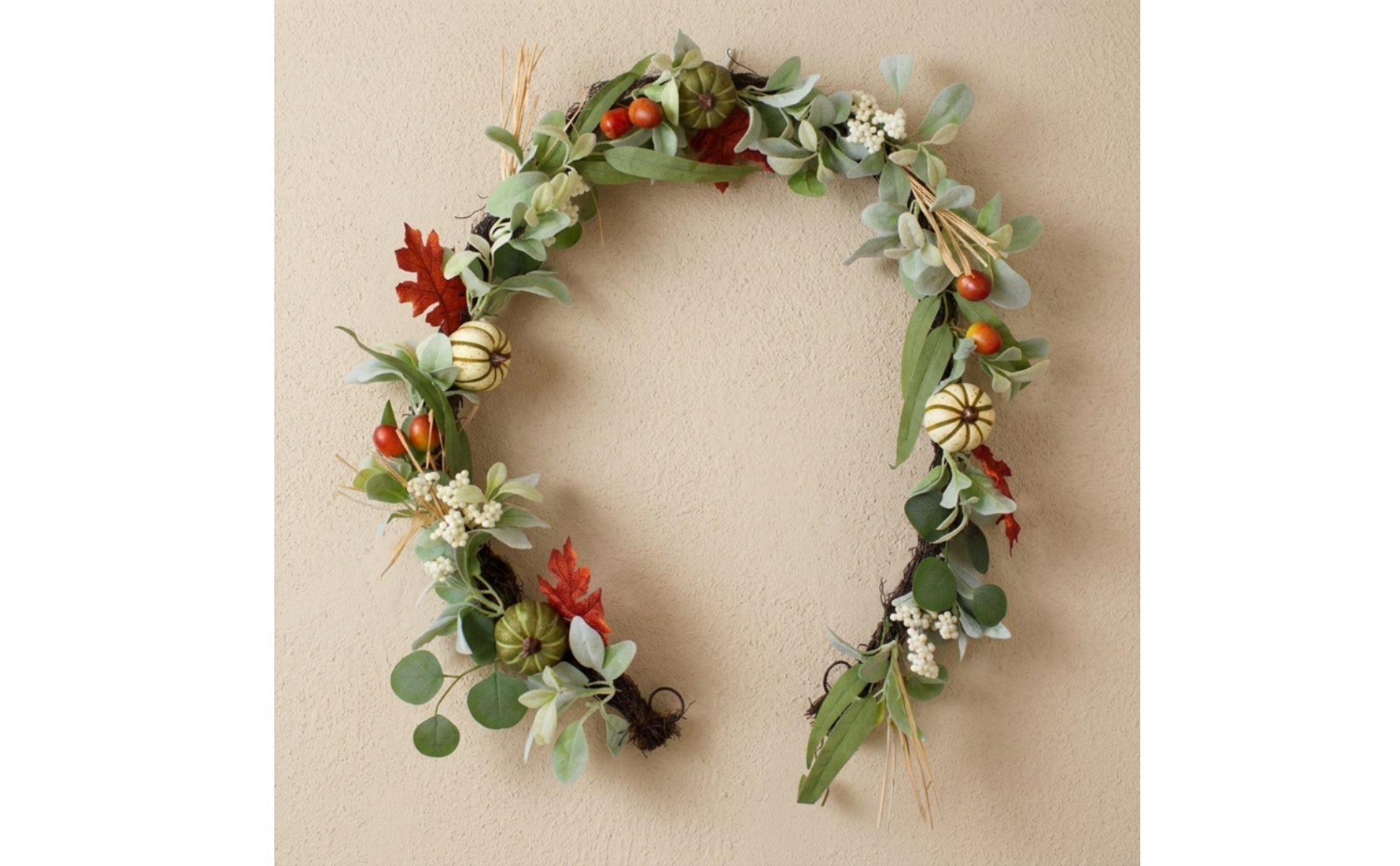 Autumn Garland with Pumpkins Harvest Fall Garland Vibrant for Mantel, Doorway