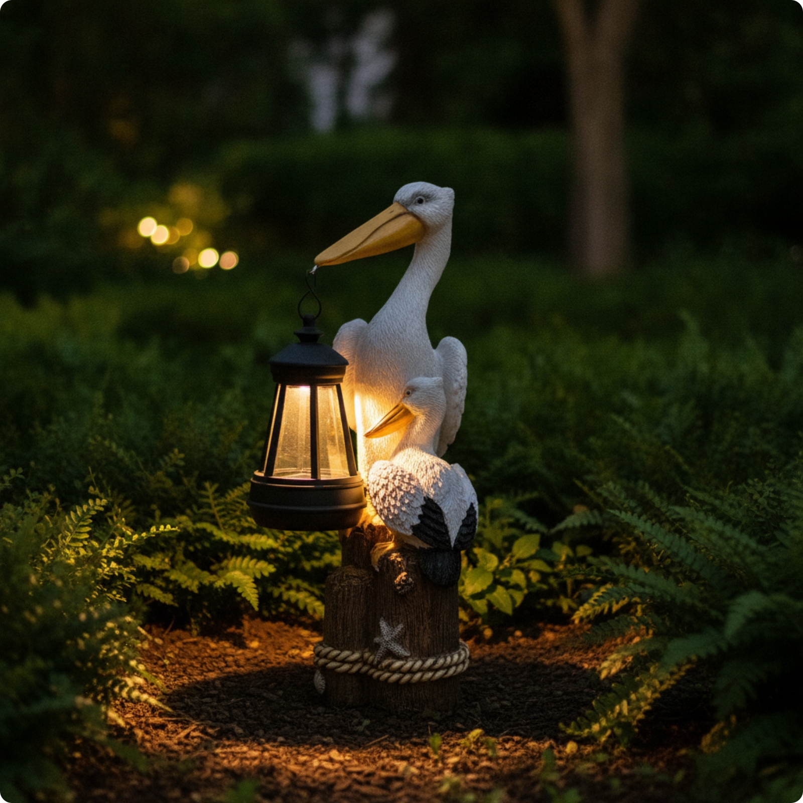 Solar Lamp Sculpture Decorative Solar Light with Animal Figure Rustic for Patio