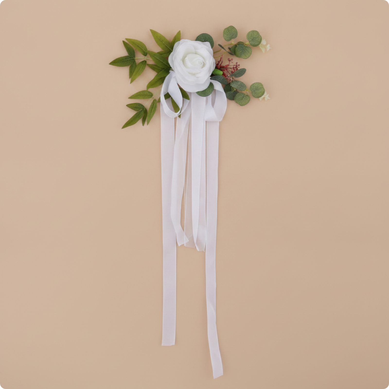 Chair Back Flower with Ribbon Silk Chair Back Flowers with Ribbons Lifelike