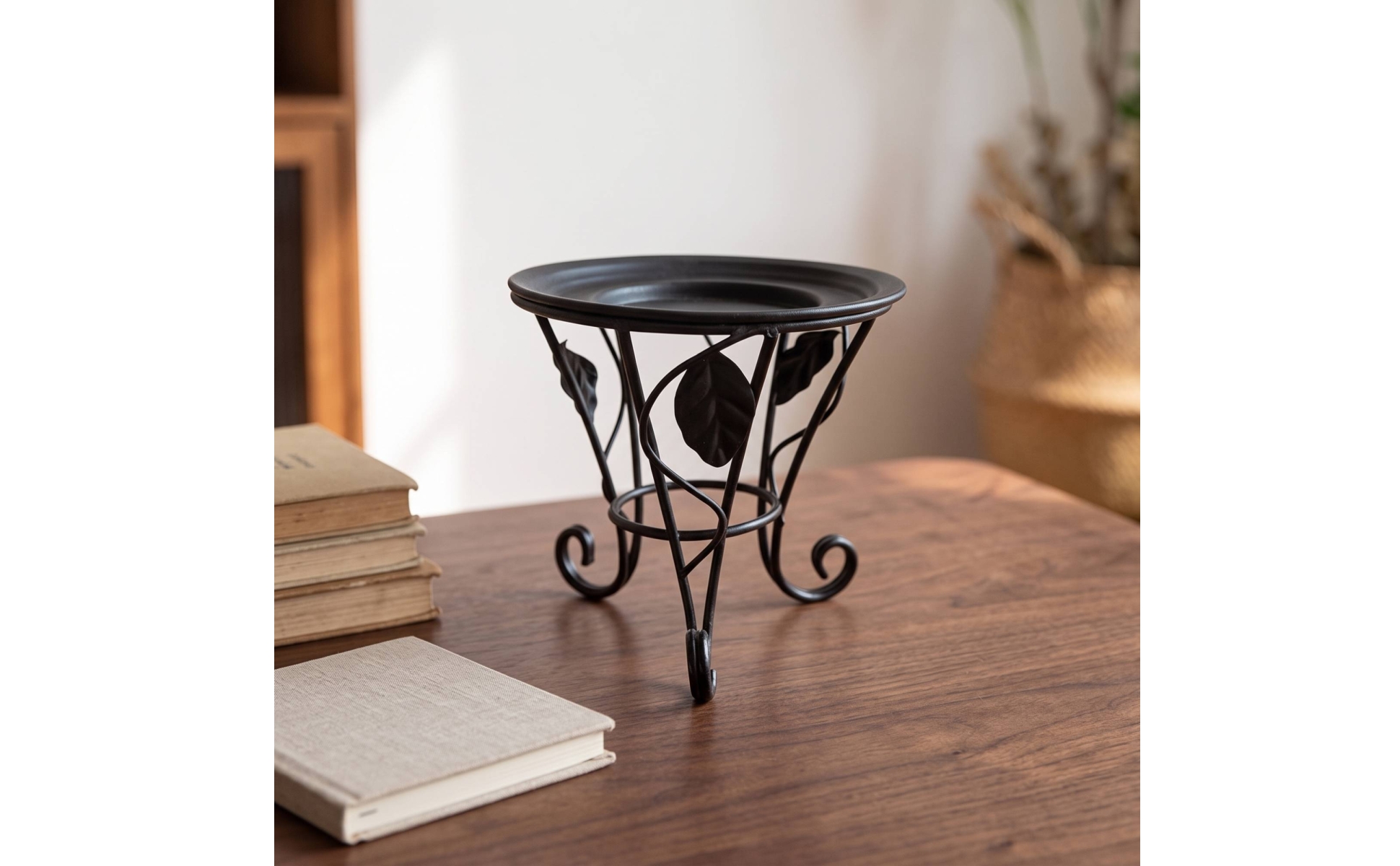 Round Metal Plant Stand Black Metal Plant Stand Indoor for Tabletop, Shelf