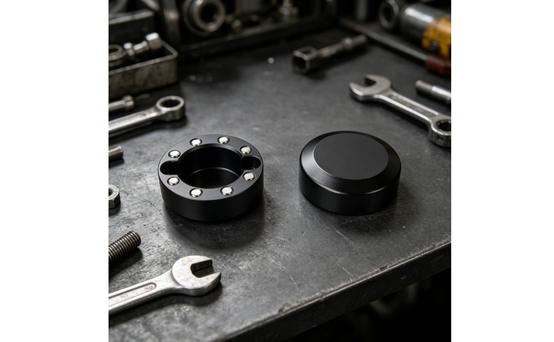 Solid Safety Caps Matte Black Safety Caps with Open Center Sleek
