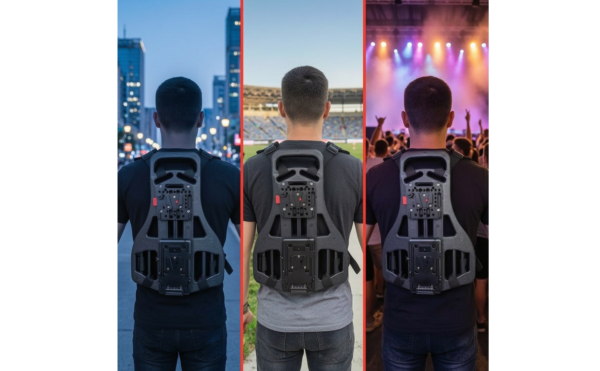 Live-Stream Back Frame Hands-Unrestricted Backpack Harness with Mounting Plates