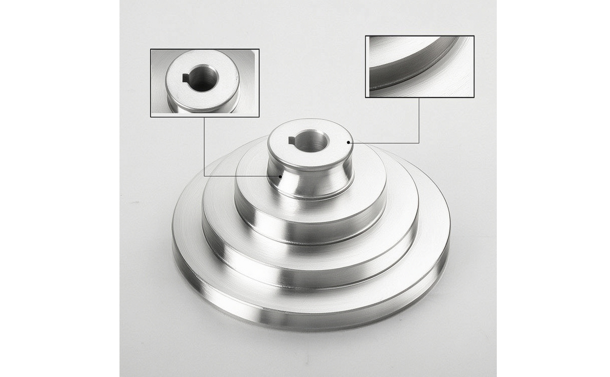 Stepped Belt Pulley Aluminum Stepped Pulley with Keyway Machined for Press
