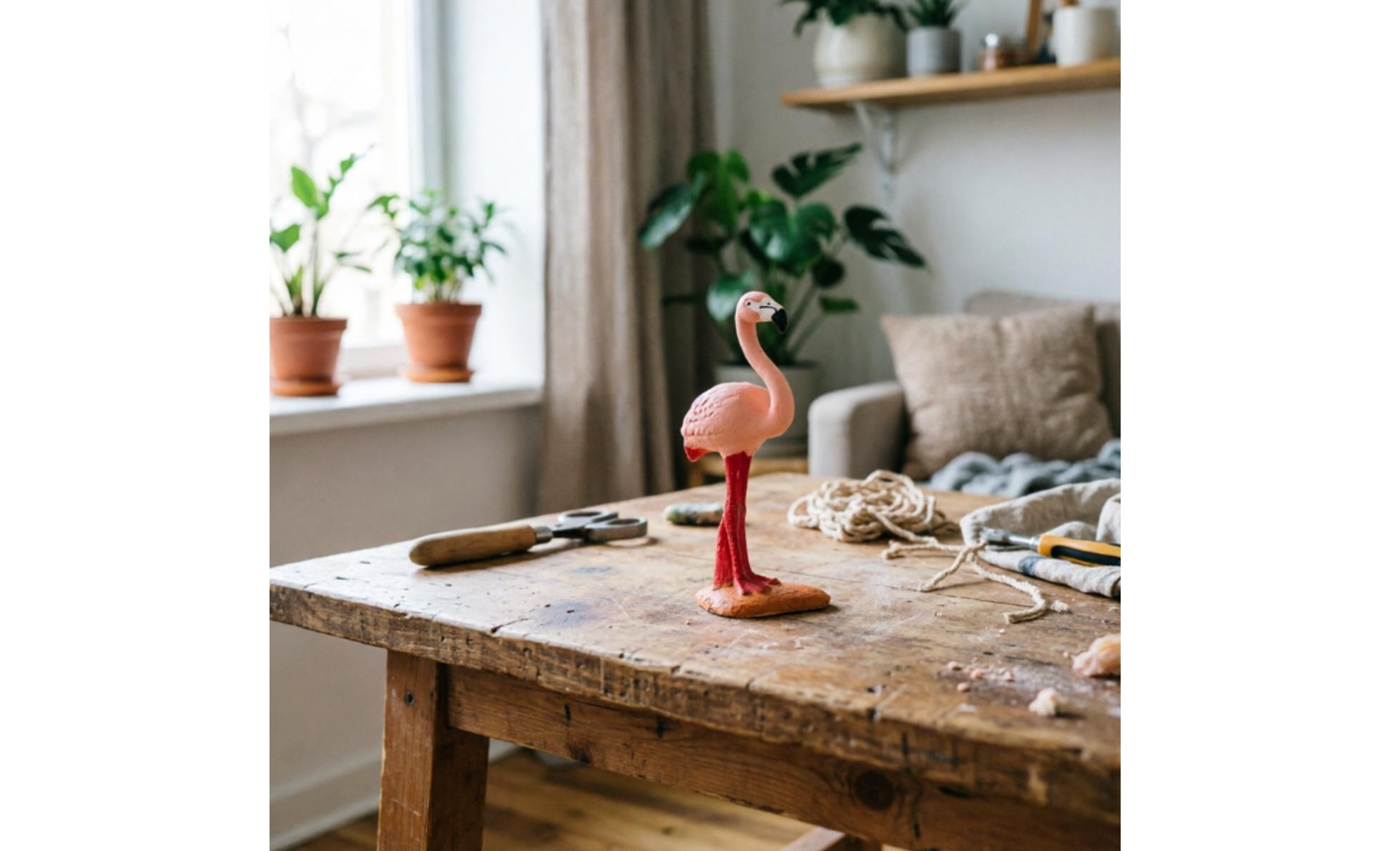 Flamingo Figurine Decorative Flamingo Figurine with Base Standing for Collectors