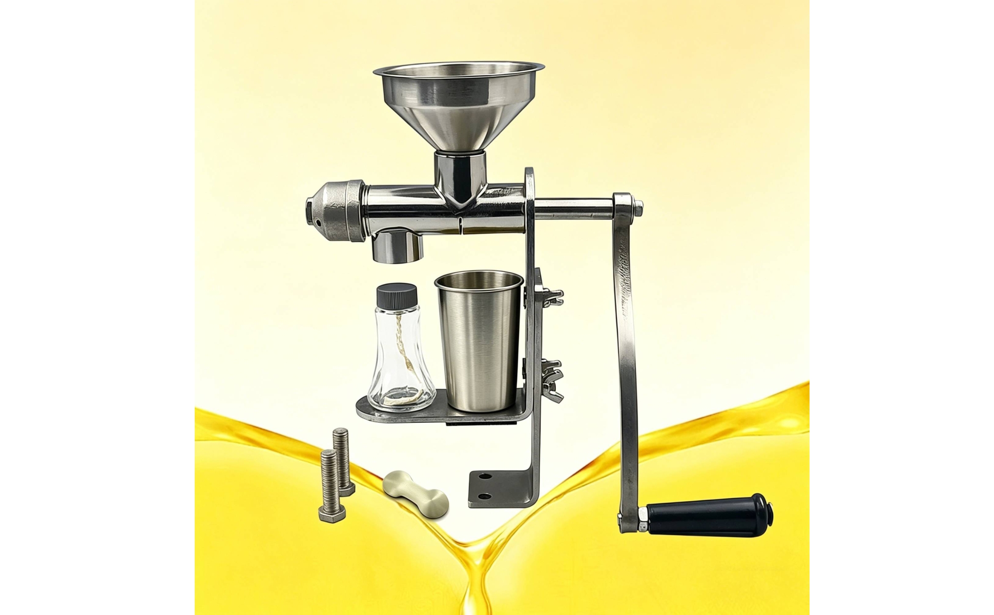 Ölpresse mit Handkurbel aus Edelstahl Handölpresse manuell für Küche, Hobbyköche