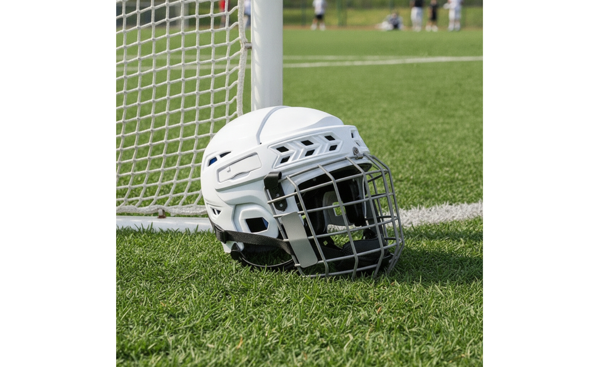 Helmet with Face Cage Safety Goalie Helmet Vented for Athletes, Goalkeepers