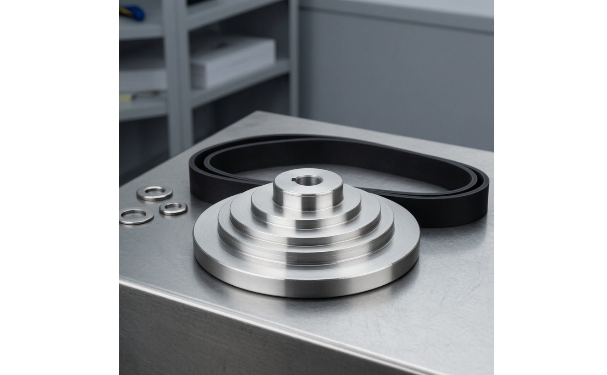 Stepped Belt Pulley Aluminum Stepped Pulley with Keyway Machined for Press