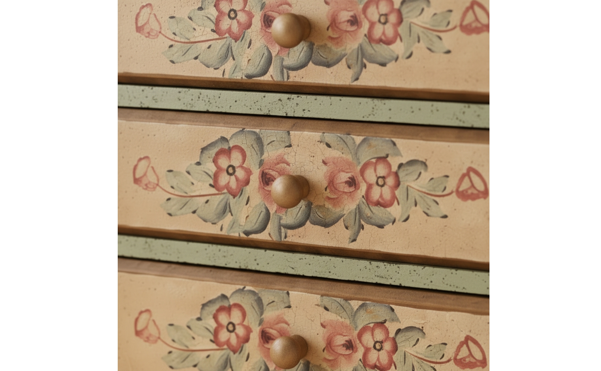 Tabletop Storage Cabinet Vintage Desktop Organizer Hand-Painted for Vanity, Desk