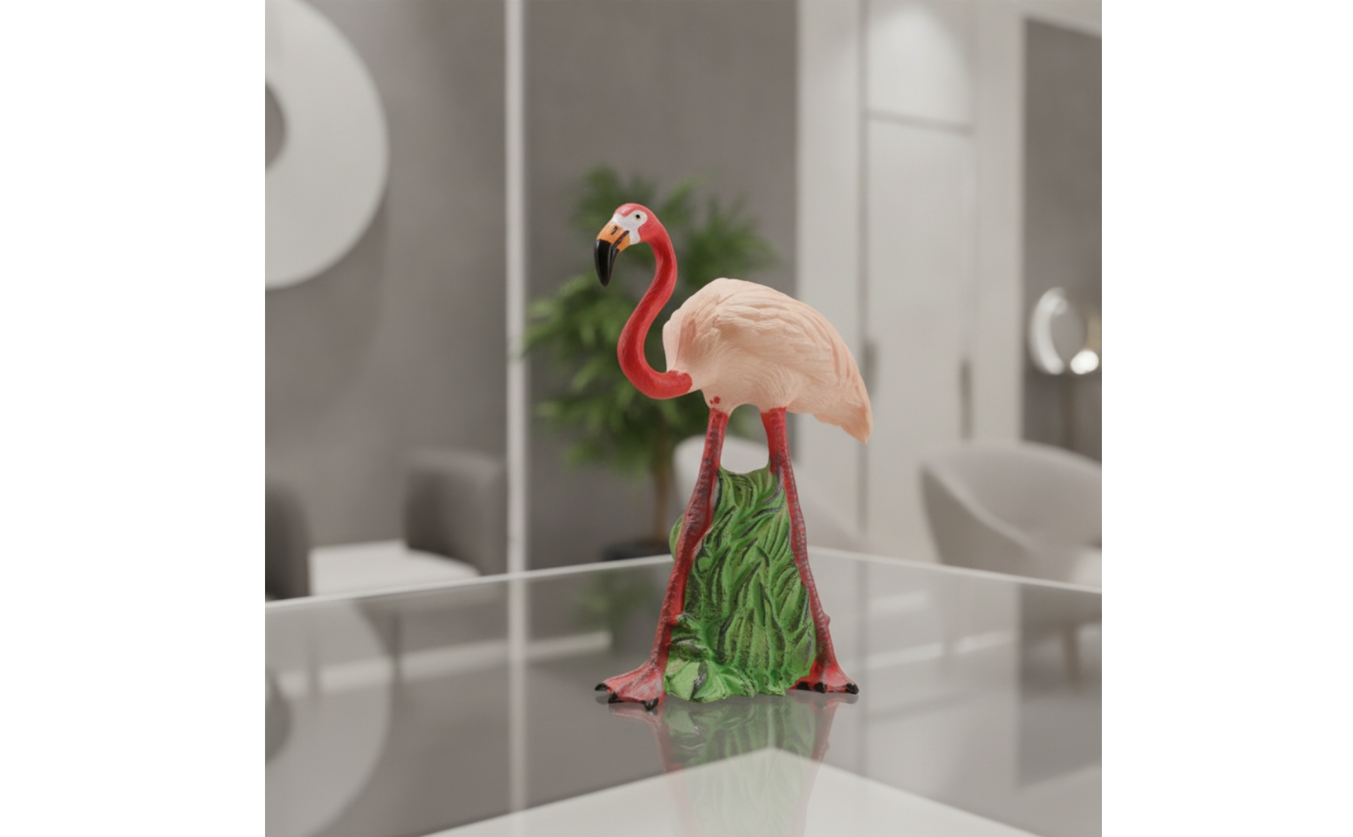 Flamingo Figurine Decorative Flamingo Figurine with Base Standing for Collectors