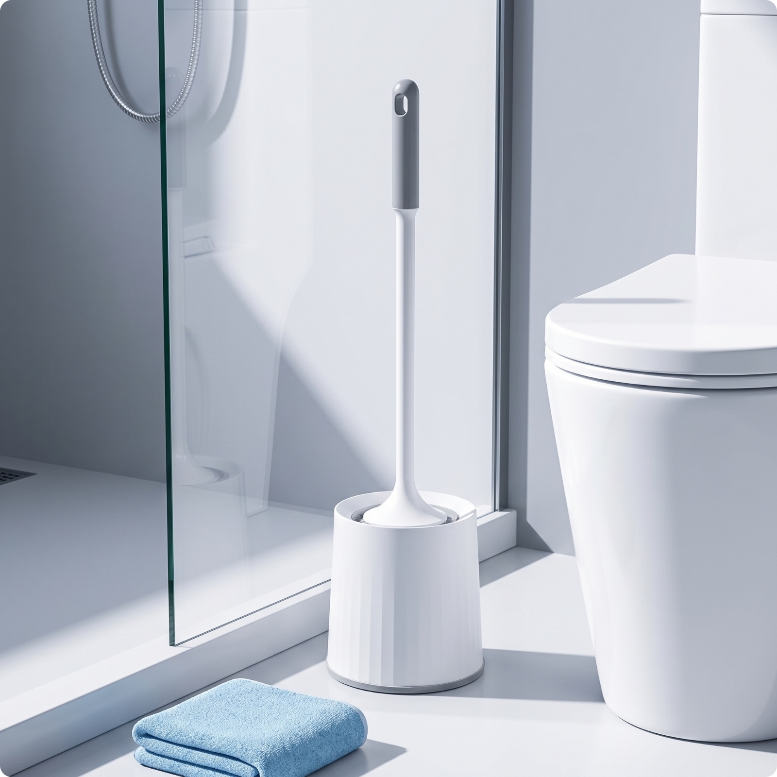 Toilet Brush with Holder Compact Cleaner Upright for Bathroom