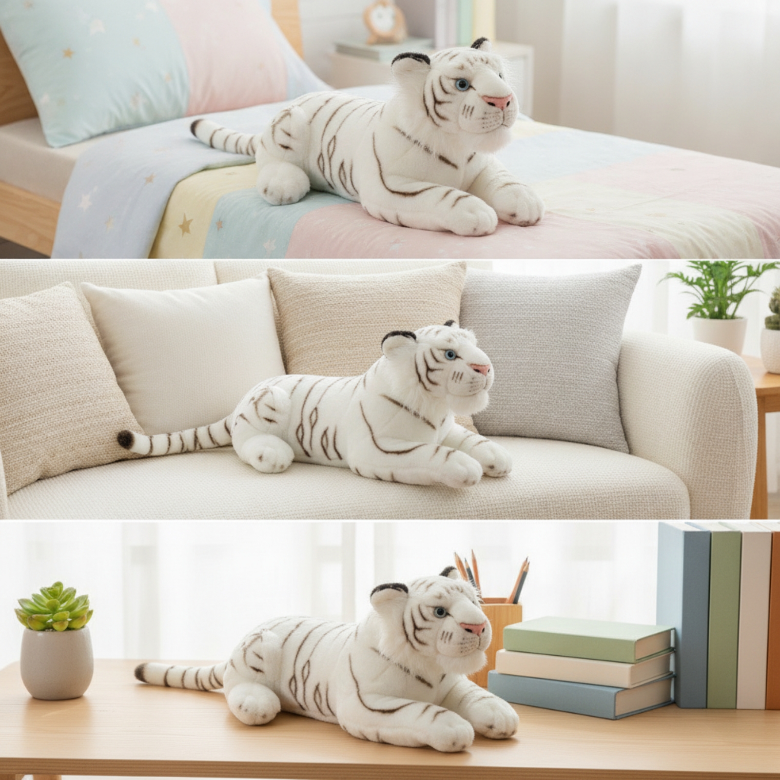Plüschtiger Weiß Kuscheltiger Flauschig für Kinder, Babys - Produktbild 8