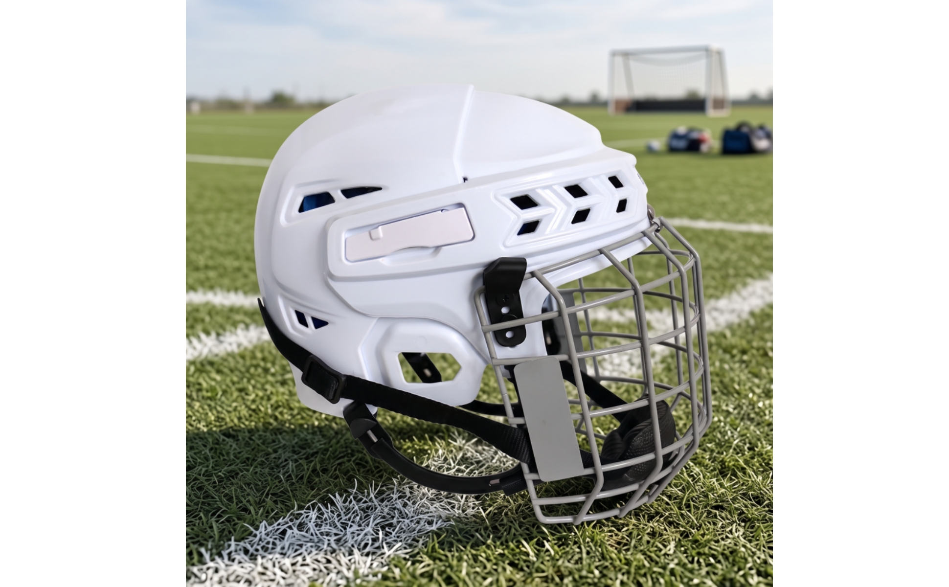 Helmet with Face Cage Safety Goalie Helmet Vented for Athletes, Goalkeepers