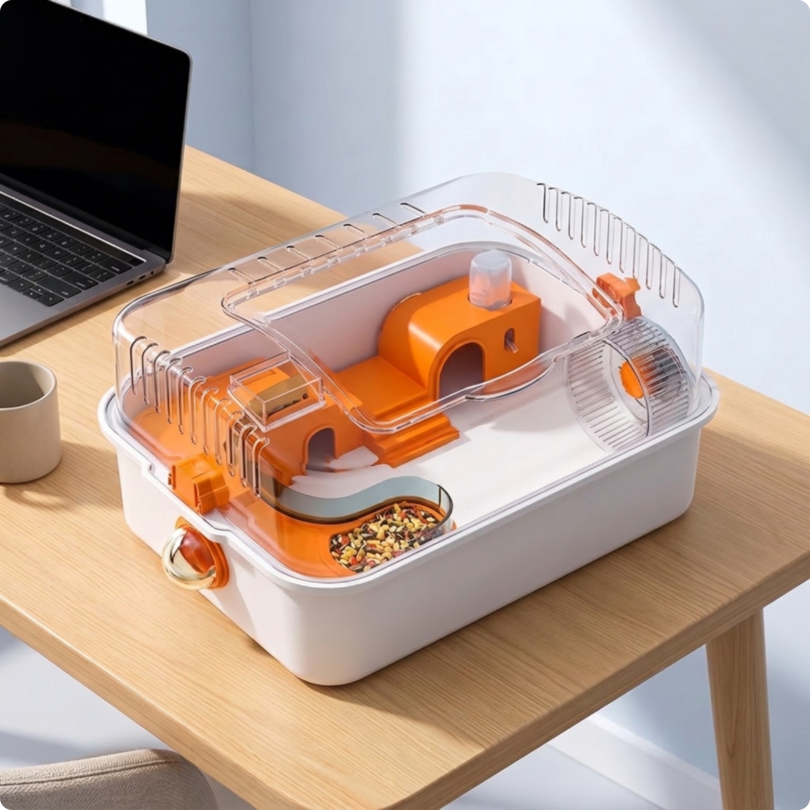 Hamsterkäfig Transparent Hamsterkäfig mit Laufrad Ausbaufähig für Kinderzimmer