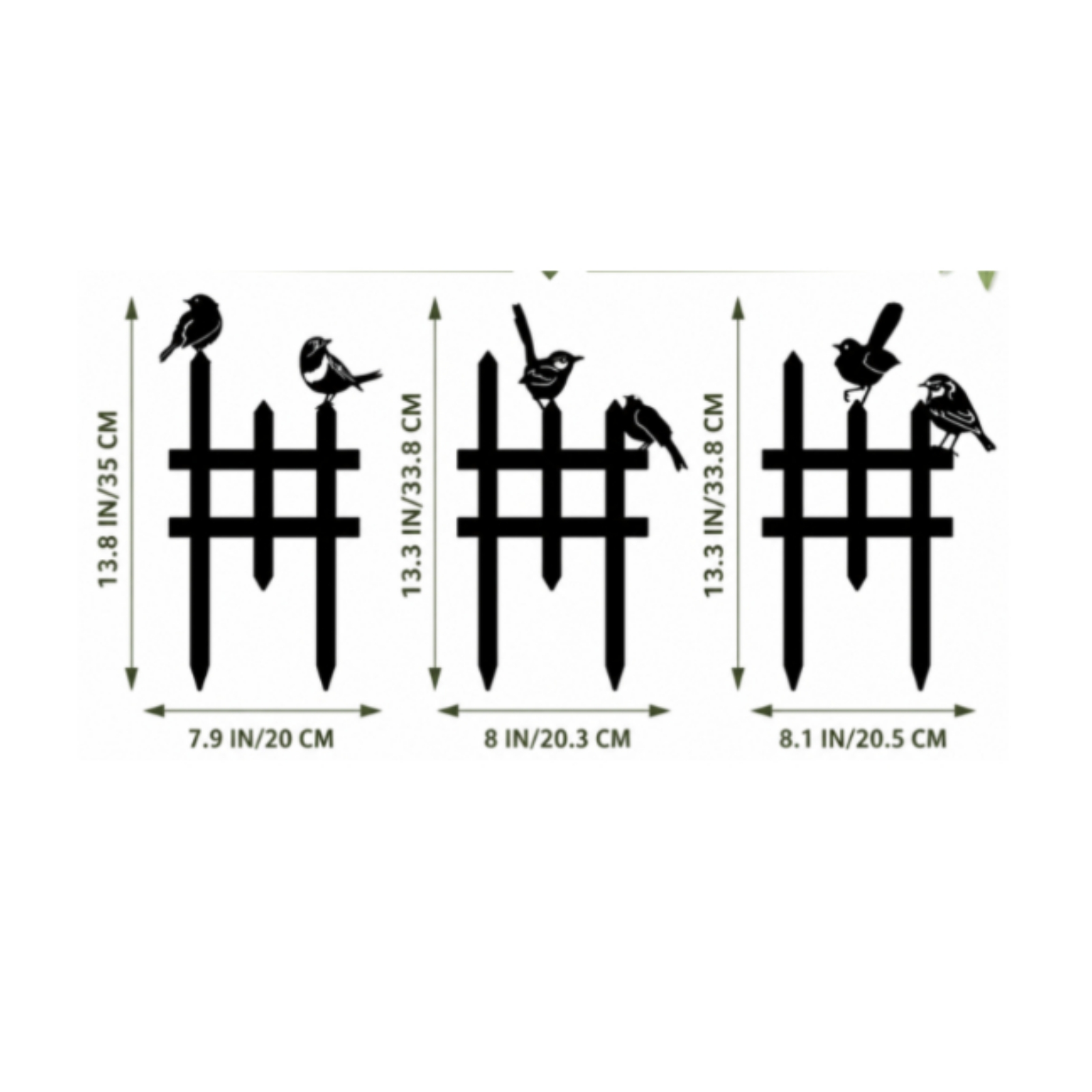 3 Pieces Garden Fence with Birds Easy to Install for Planters, Yards,