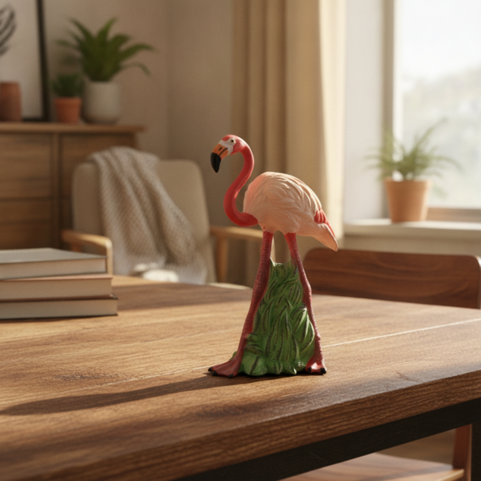 Flamingo Figurine Standing Animal Sculpture Detailed for Shelf, Display Cabinet - Produktbild 4