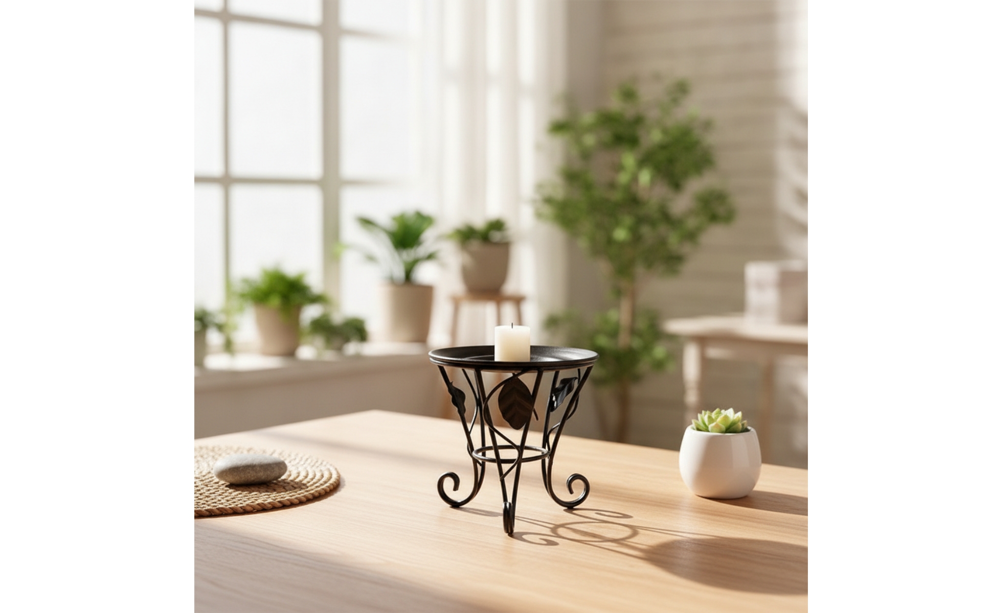 Round Metal Plant Stand Black Metal Plant Stand Indoor for Tabletop, Shelf