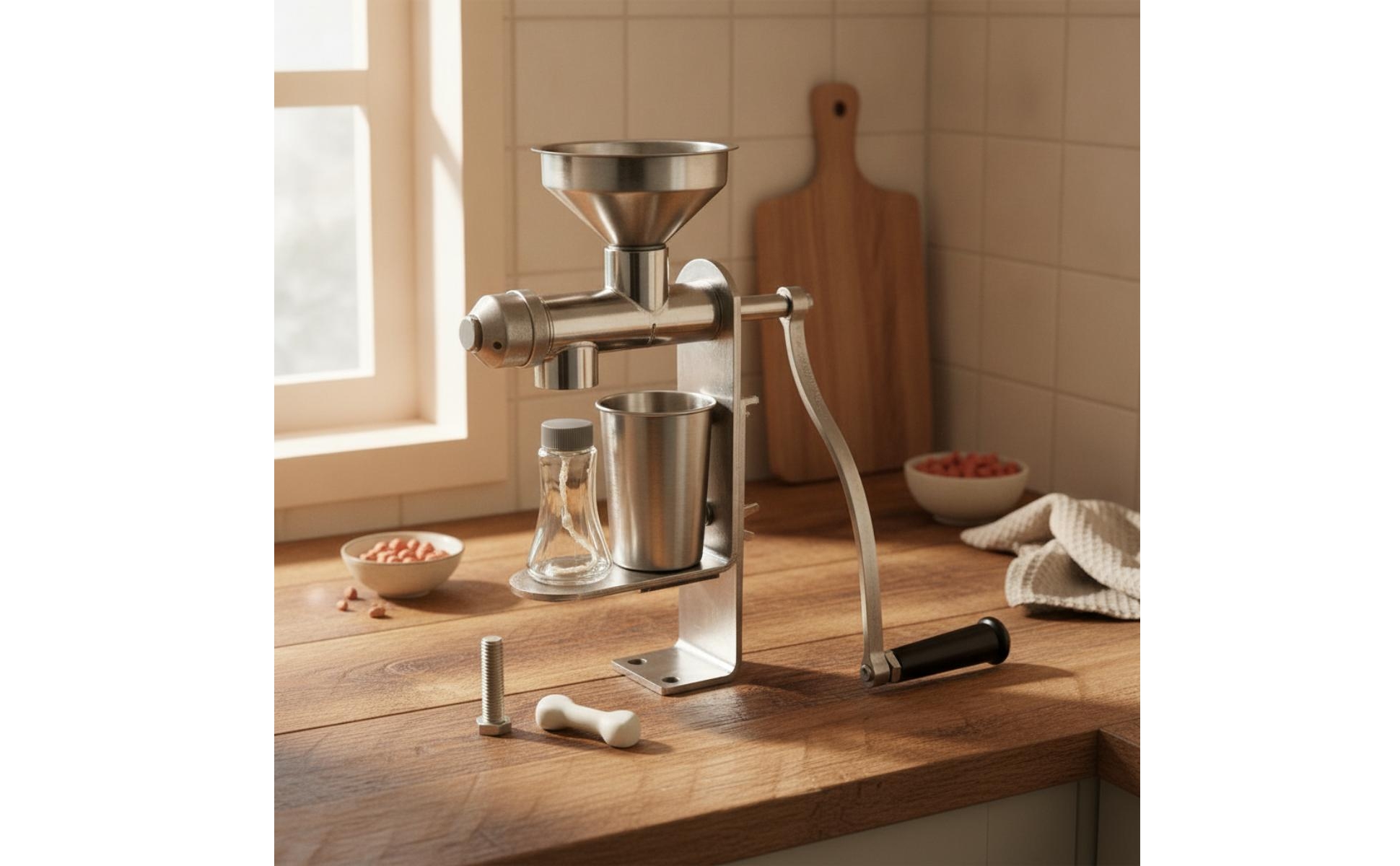 Ölpresse mit Handkurbel aus Edelstahl Handölpresse manuell für Küche, Hobbyköche