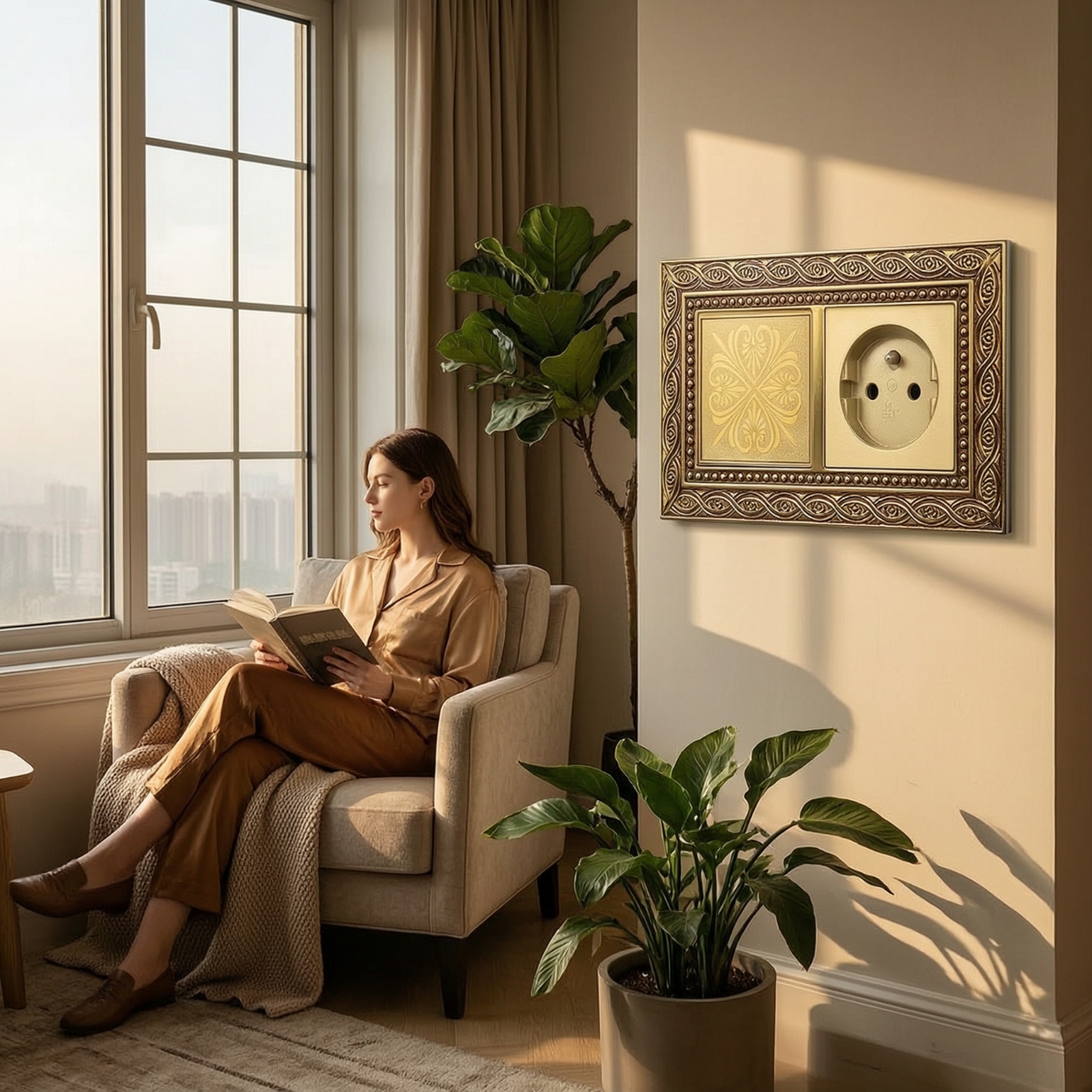 Lichtschalterabdeckung mit Relief goldfarben Schalterabdeckung dekorativ - Produktbild 1