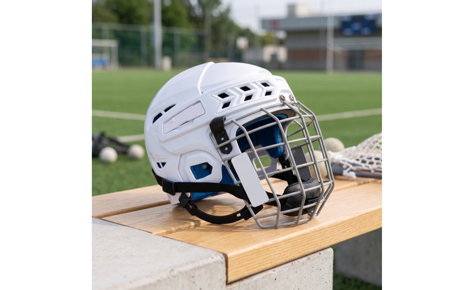 Helmet with Face Cage Safety Goalie Helmet Vented for Athletes, Goalkeepers