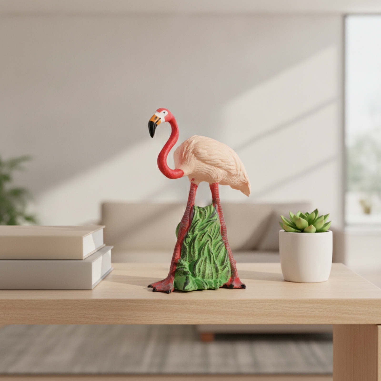 Flamingo Figurine Standing Animal Sculpture Detailed for Shelf, Display Cabinet - Produktbild 3