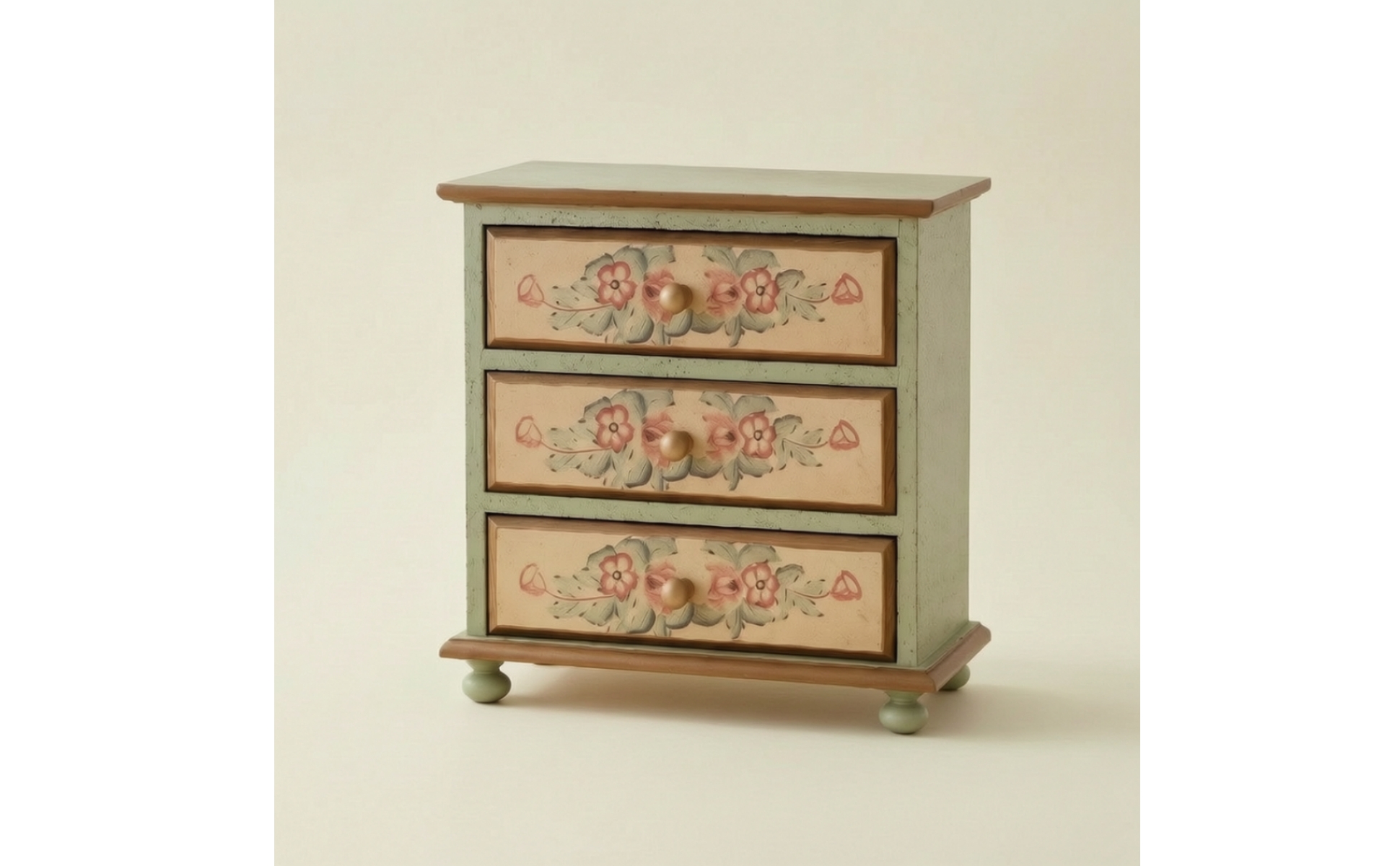 Tabletop Storage Cabinet Vintage Desktop Organizer Hand-Painted for Vanity, Desk