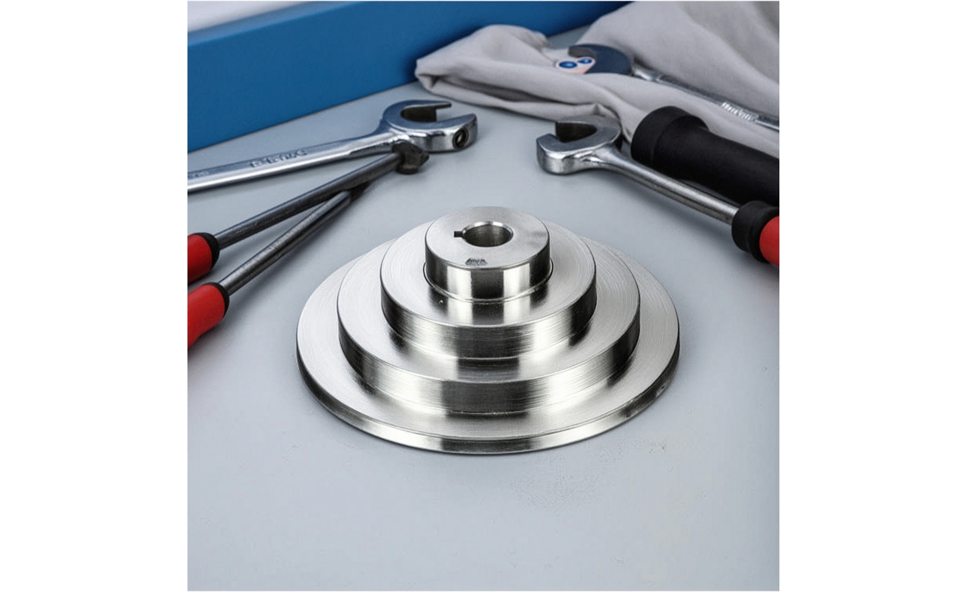 Stepped Belt Pulley Aluminum Stepped Pulley with Keyway Machined for Press