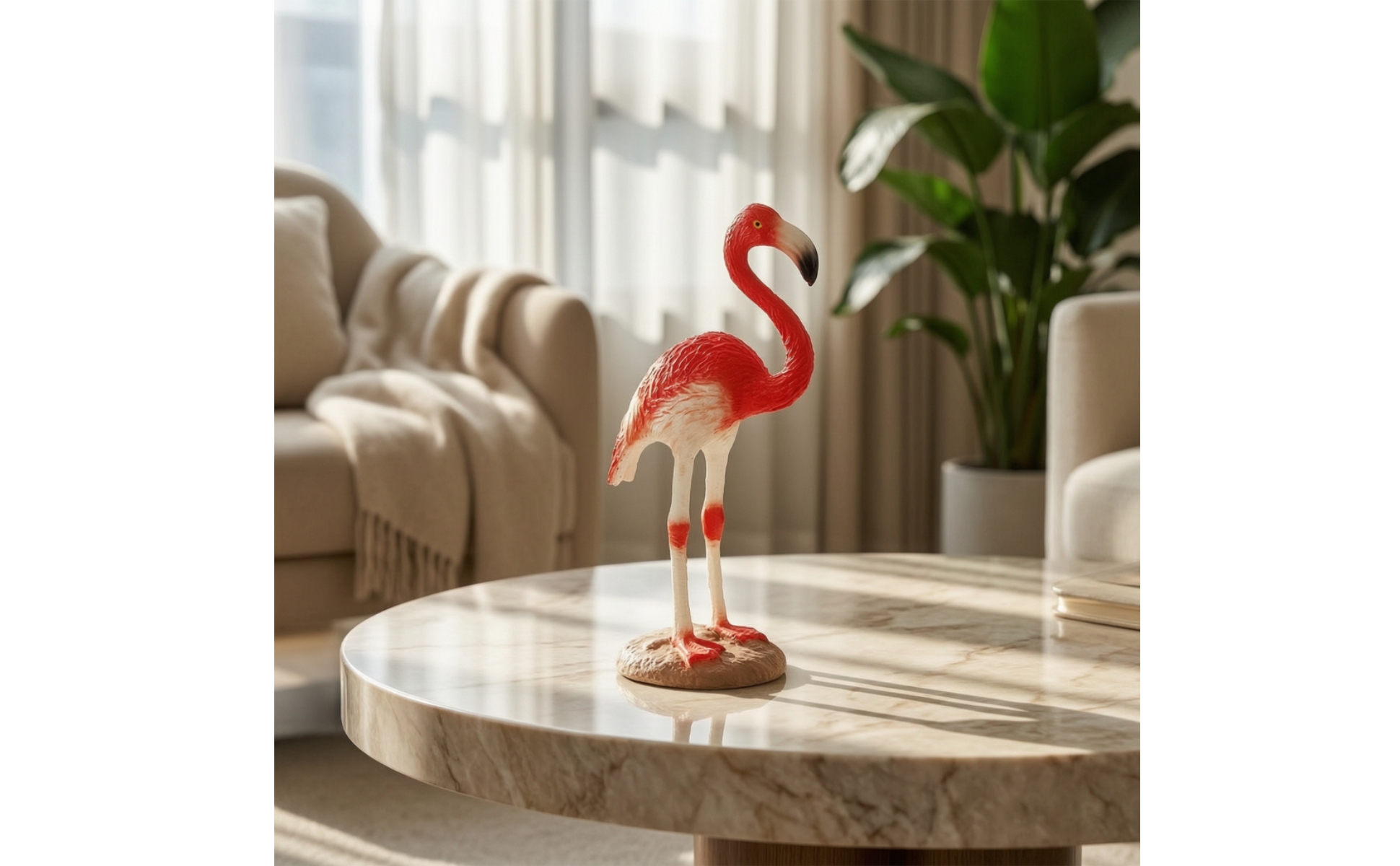 Flamingo Figurine Decorative Flamingo Figurine with Base Standing for Collectors