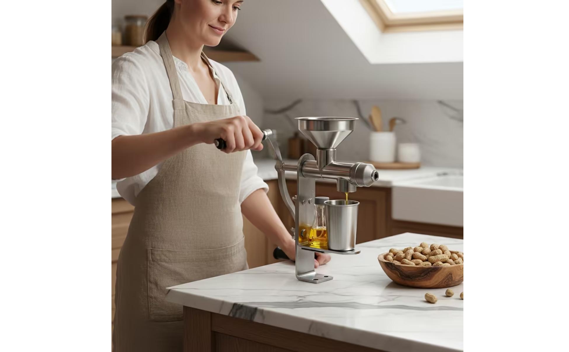 Ölpresse mit Handkurbel aus Edelstahl Handölpresse manuell für Küche, Hobbyköche