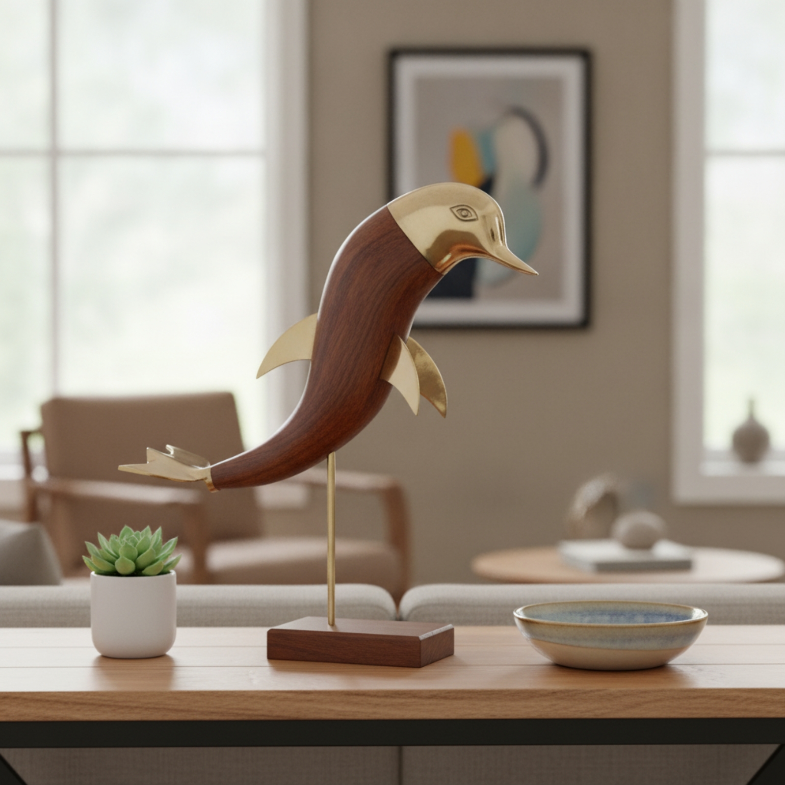 Delfinfigur Aus Holz Nautisch Delfinfigur Luxuriös Für Büro - Produktbild 7