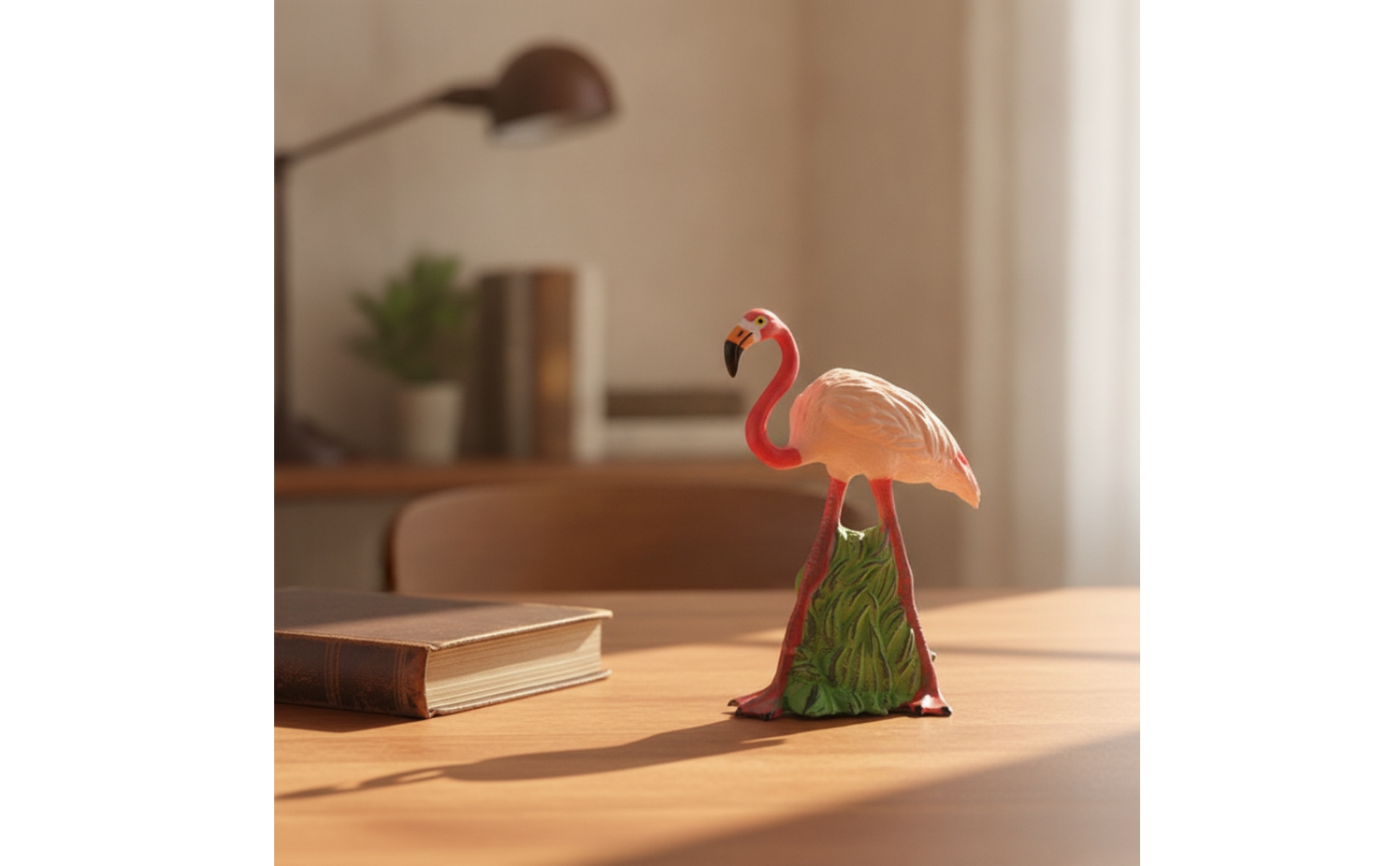 Flamingo Figurine Decorative Flamingo Figurine with Base Standing for Collectors