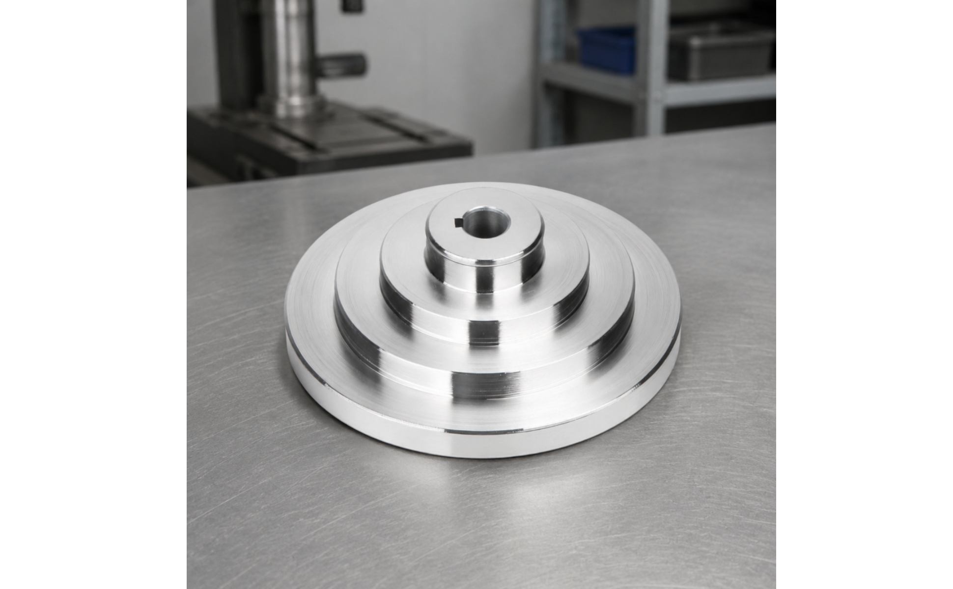 Stepped Belt Pulley Aluminum Stepped Pulley with Keyway Machined for Press