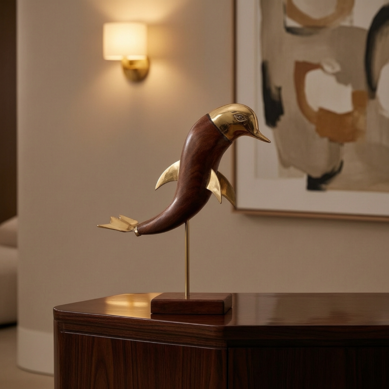 Delfinfigur Aus Holz Nautisch Delfinfigur Luxuriös Für Büro - Produktbild 6