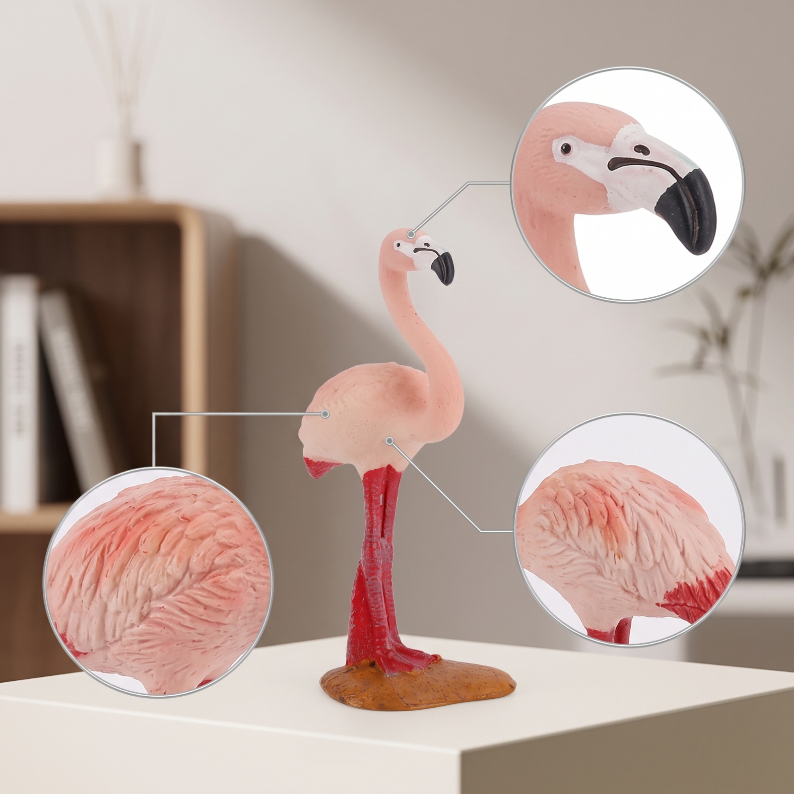 Flamingo Figurine Standing Animal Sculpture Detailed for Shelf, Display Cabinet - Produktbild 6
