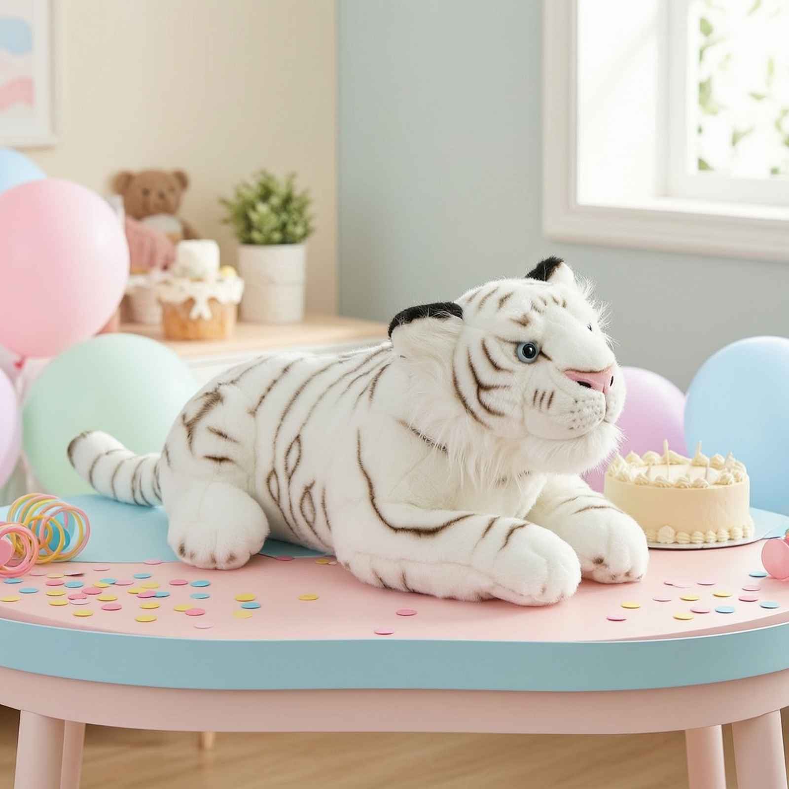 Plüschtiger Weiß Kuscheltiger Flauschig für Kinder, Babys - Produktbild 6