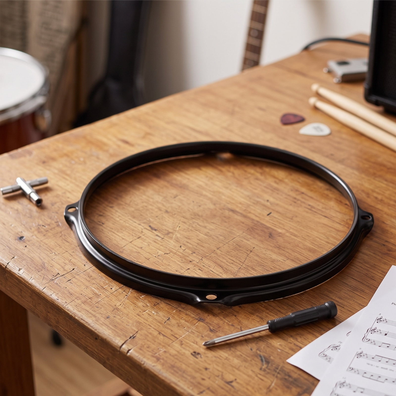 8-Inch Drum Hoop Easy to Install Drum Hoop with 4 Holes Reflective for Drummers