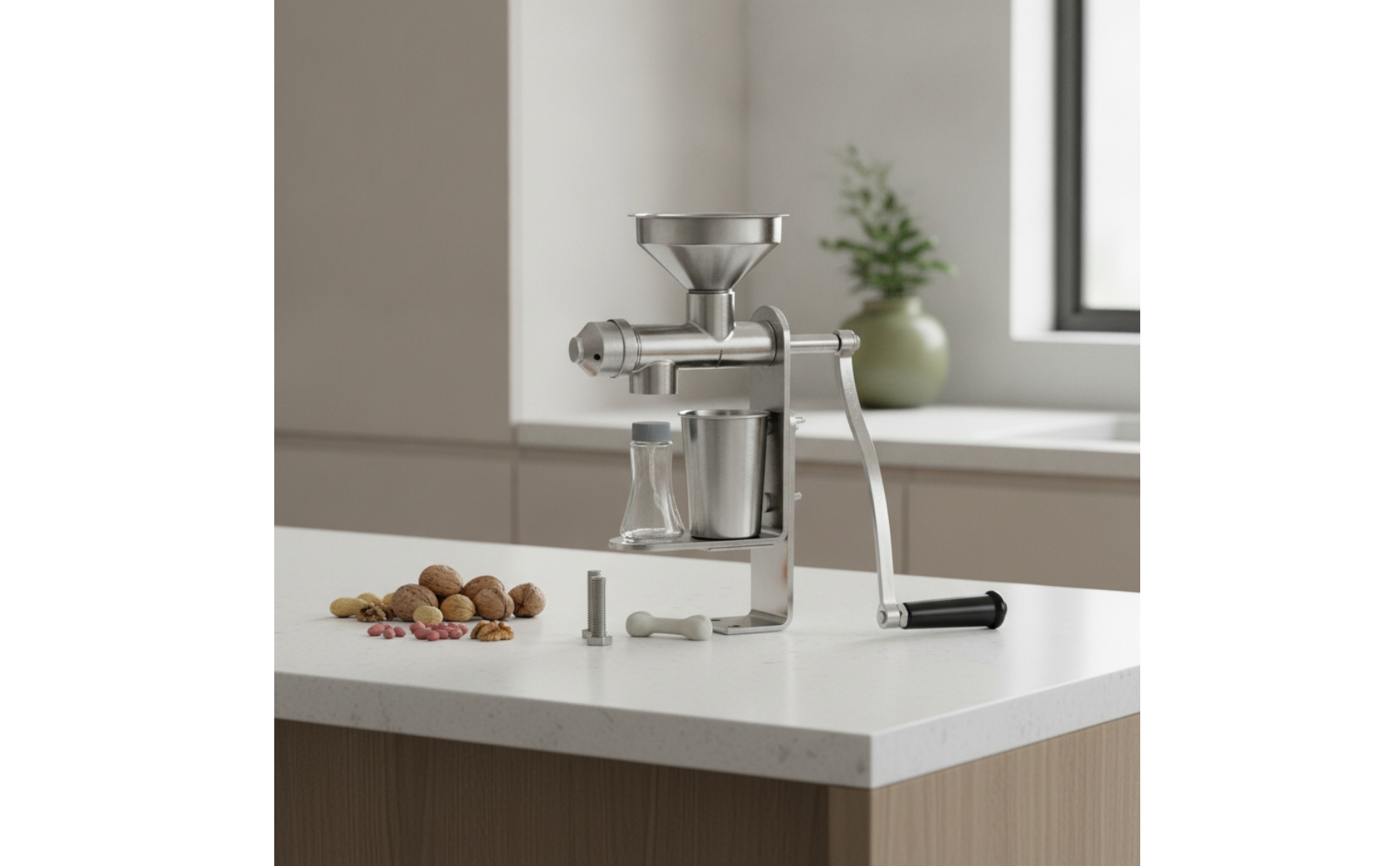 Ölpresse mit Handkurbel aus Edelstahl Handölpresse manuell für Küche, Hobbyköche