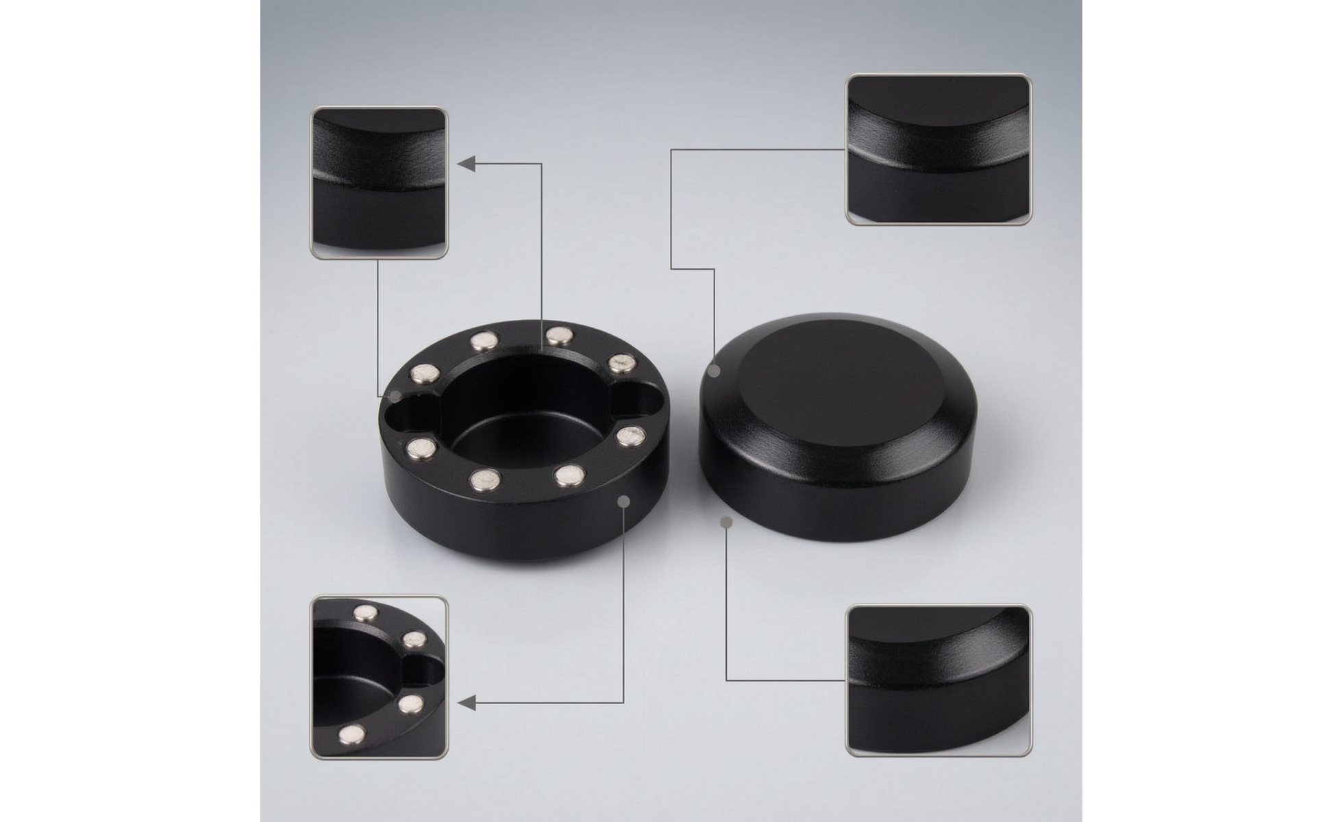 Solid Safety Caps Matte Black Safety Caps with Open Center Sleek