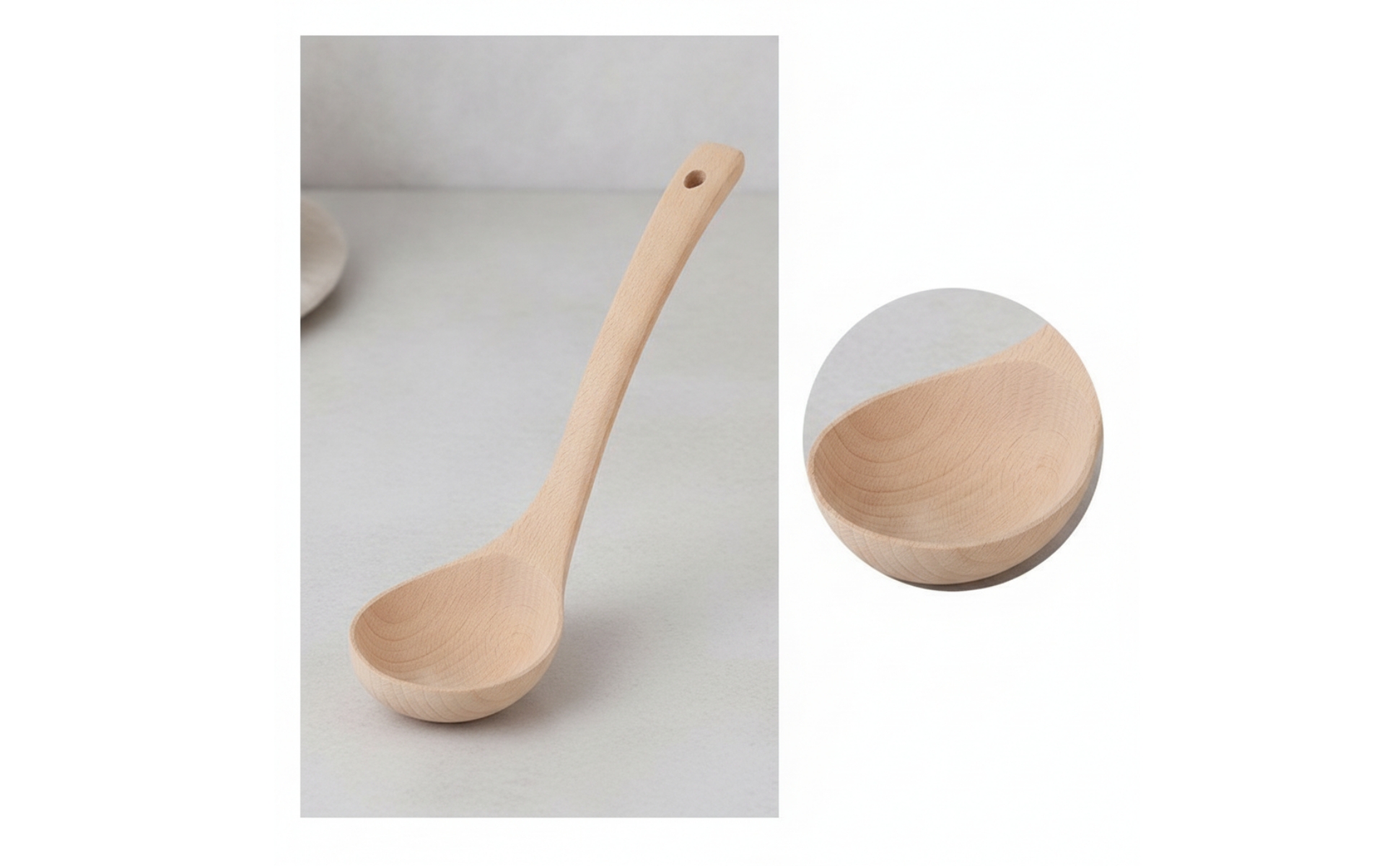 Wooden Soup Ladle Beech Wood Soup Ladle with Long Handle Deep Bowl for Kitchen