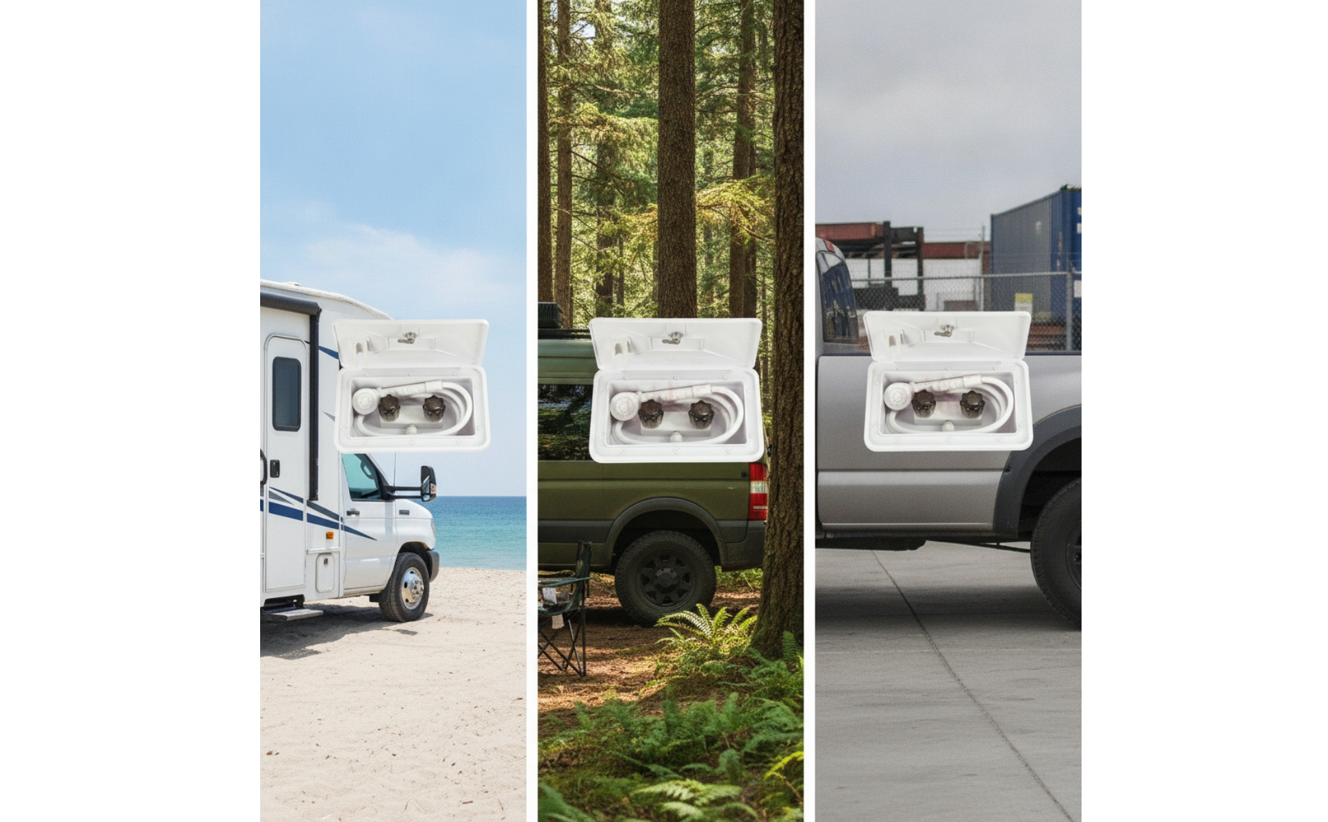RV Exterior Shower Box with Lock Lockable RV Exterior Shower Box Handheld