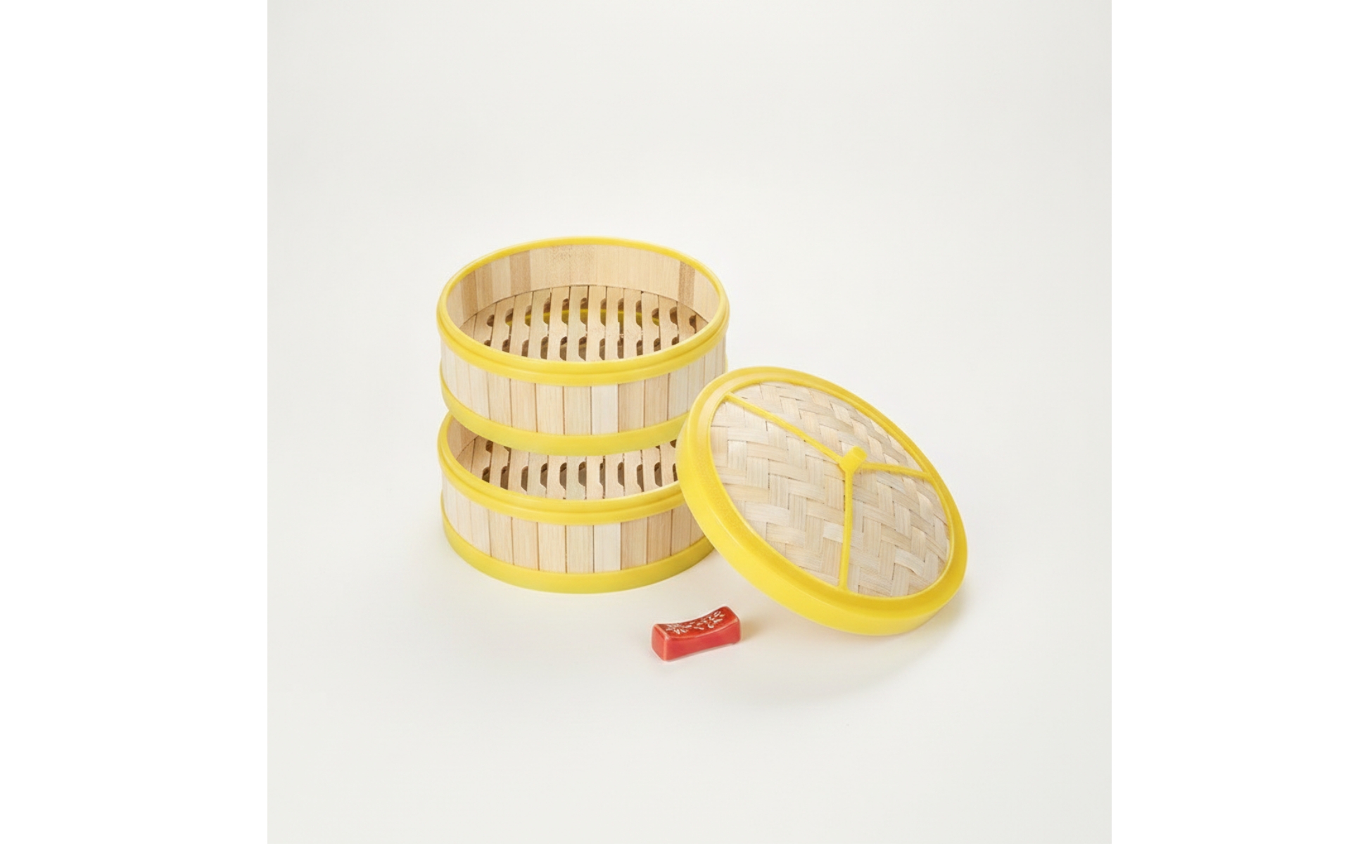 2 Pieces Bamboo Steamer with Lid 食品グレード 竹蒸し籠 Woven for Bite-Sized Appetizers Sum