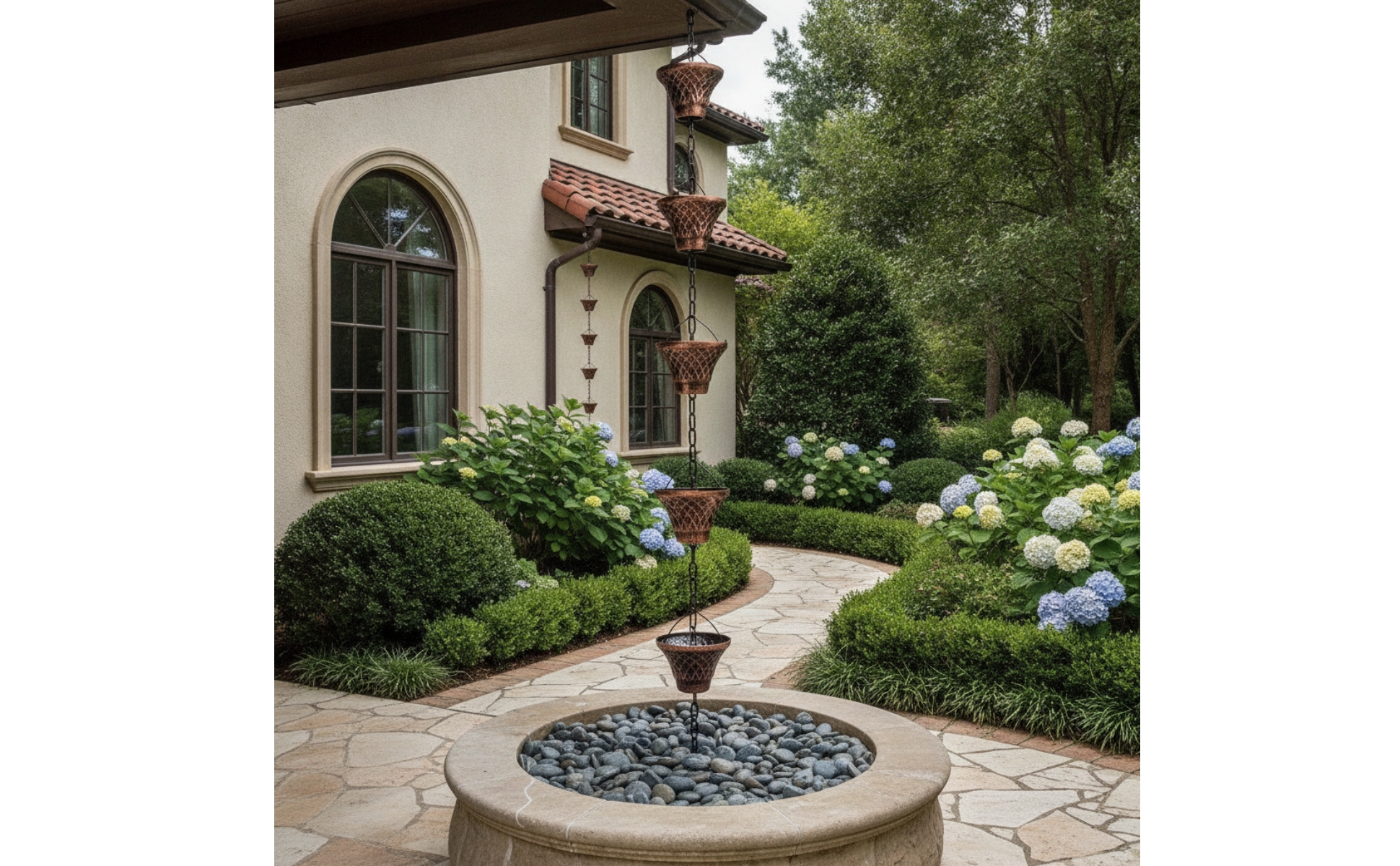 Rain Chain Textured Rain Chain with Cups Weather Resistant for Porch, Homeowners