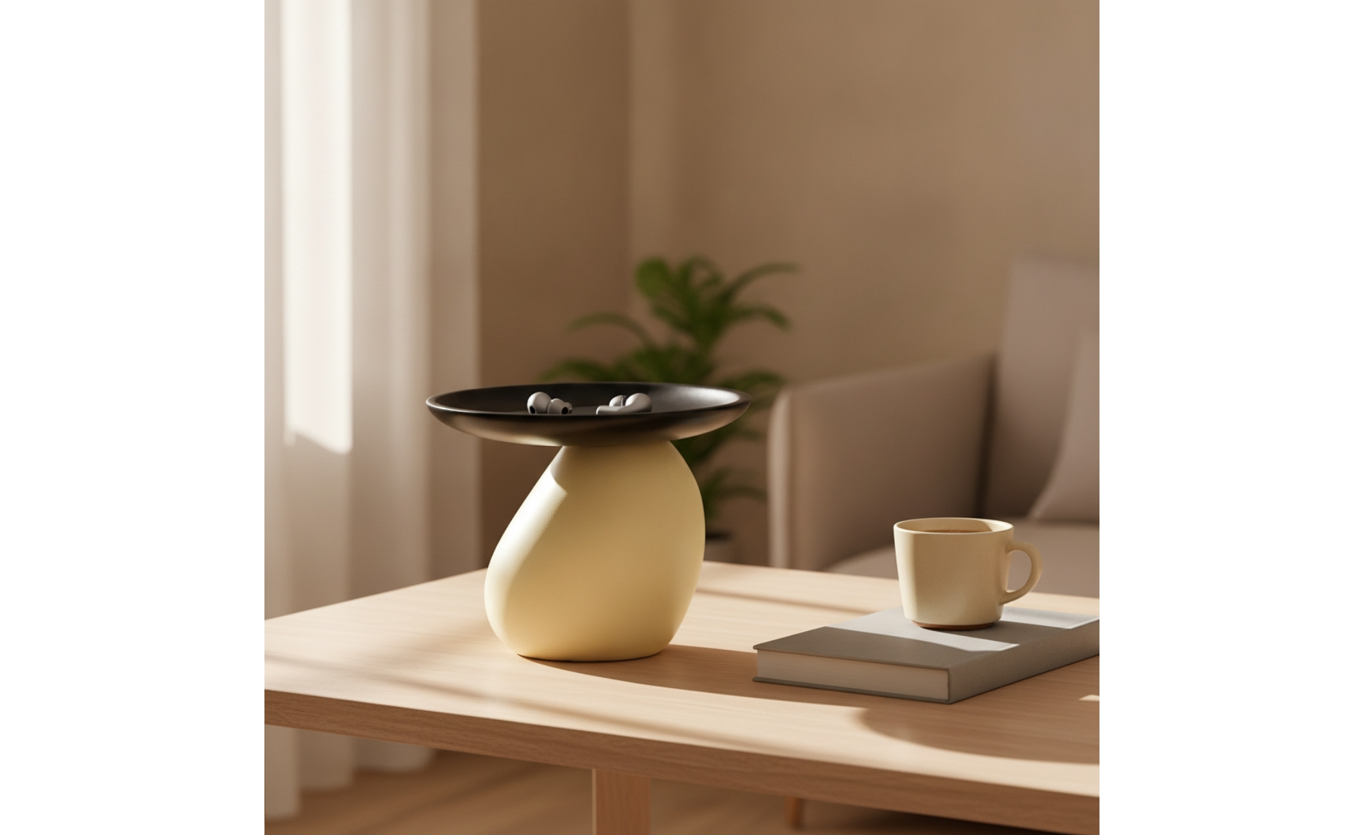 Toadstool Tray Minimalist Tray with Pedestal Sculptural for Entryway, Dresser