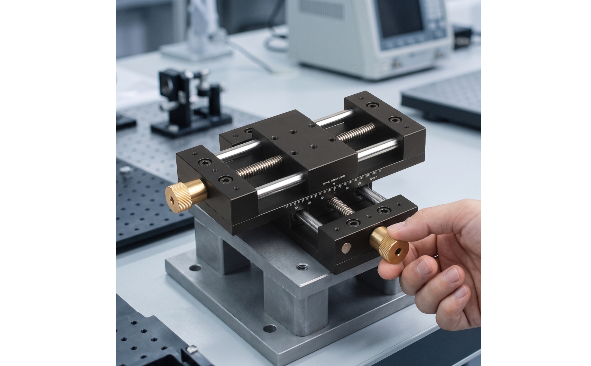 Precision Displacement Stage Compact Manual Linear Stage Aluminum for Laboratory