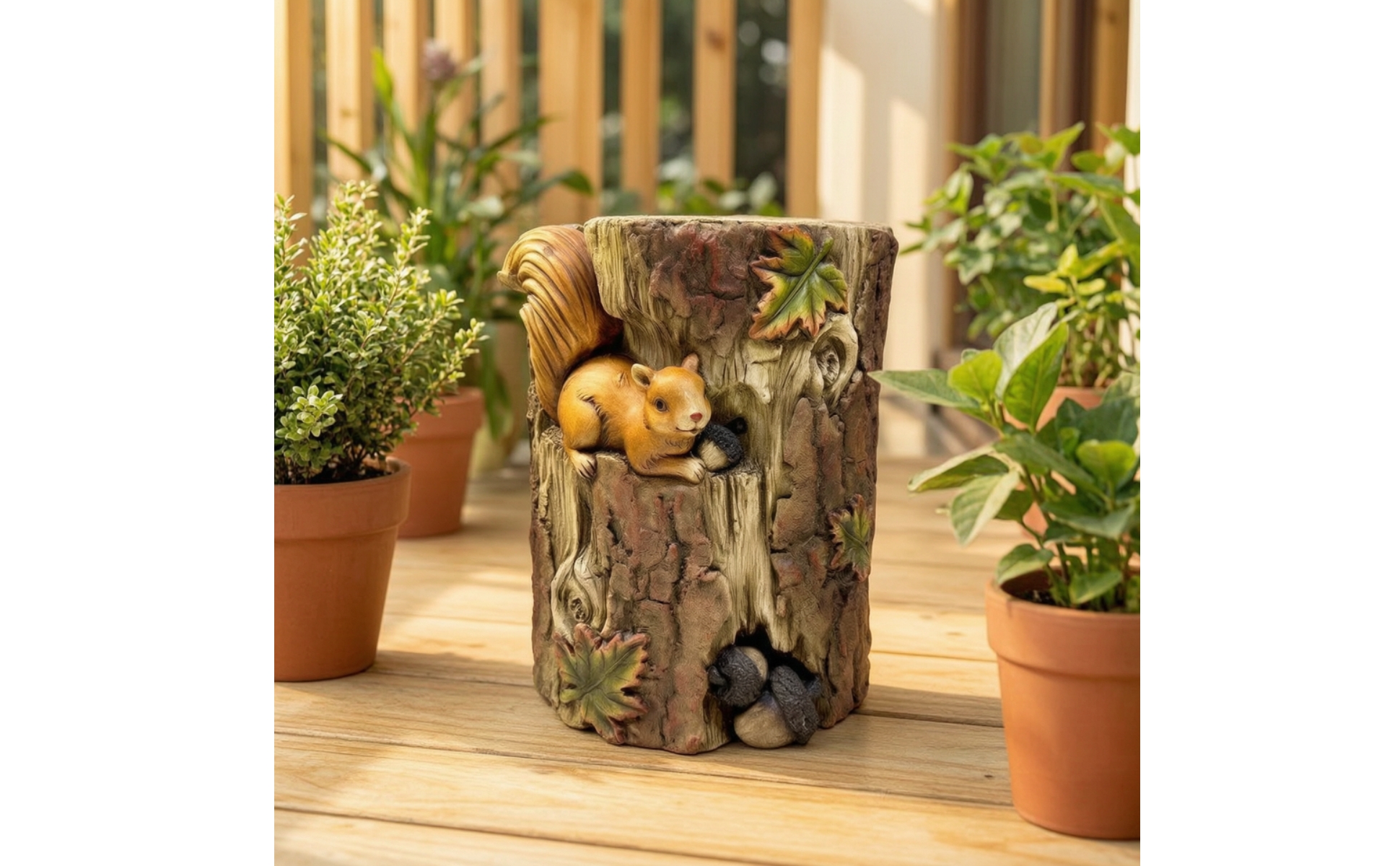 Tree Stump Stool Rustic Stool with Faux Bark Texture Decorative for Patio