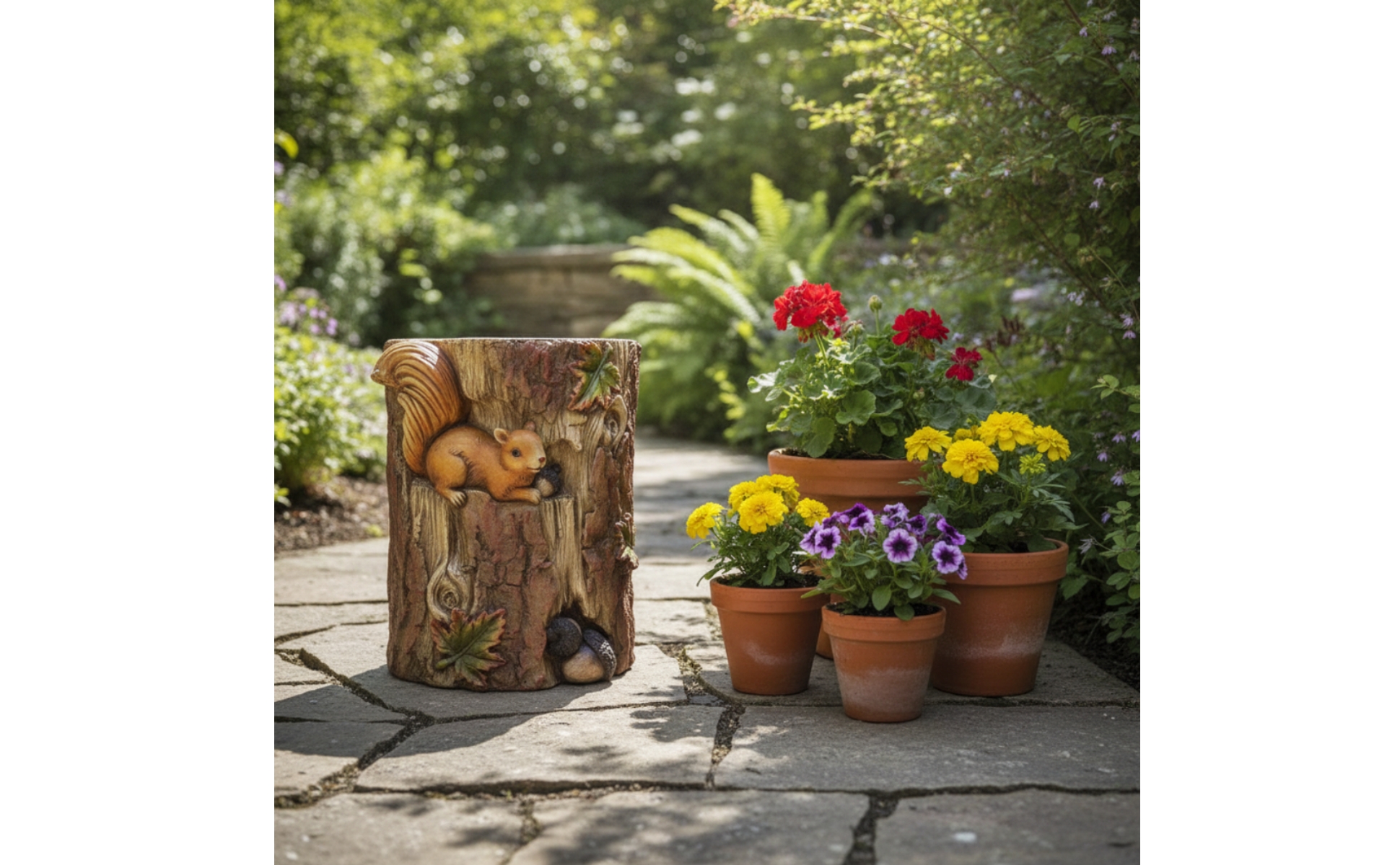Tree Stump Stool Rustic Stool with Faux Bark Texture Decorative for Patio