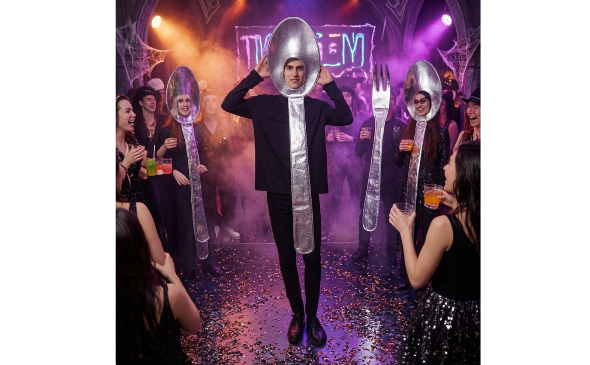 Silver Spoon Costume Novelty Cutlery Costume Funny for Halloween, Cosplayers
