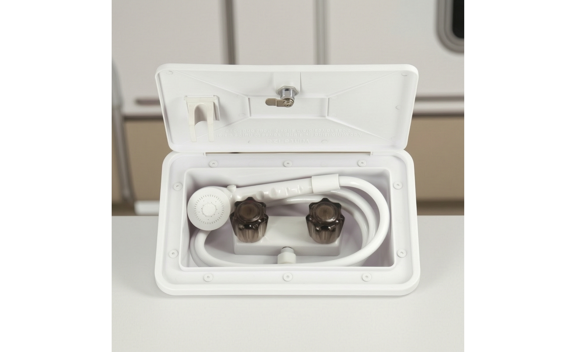 RV Exterior Shower Box with Lock Lockable RV Exterior Shower Box Handheld